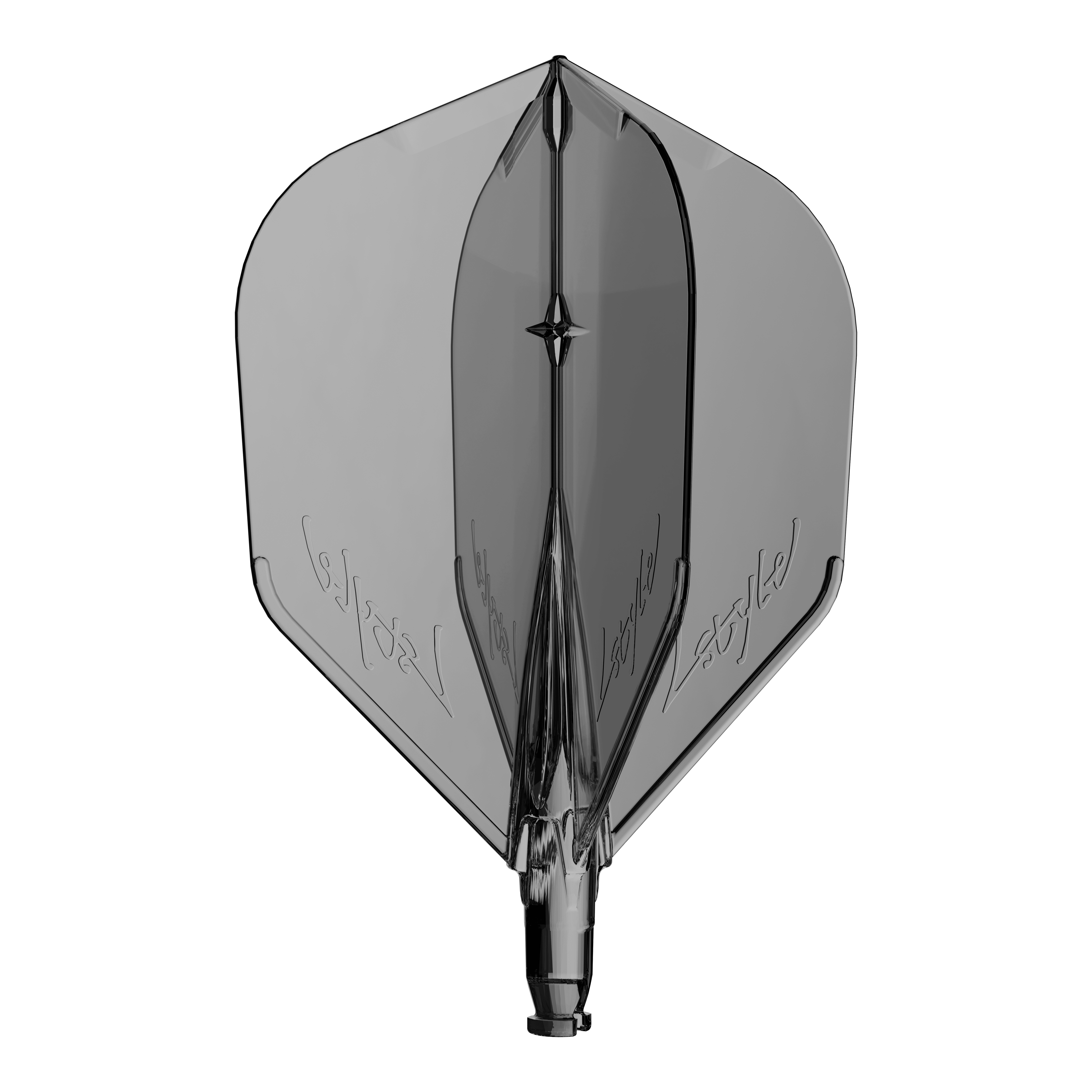 Lot zastępczy L-Style L-System L3 Ein Ersatzflight für Dartpfeile in klarem Schwarz ist abgebildet.