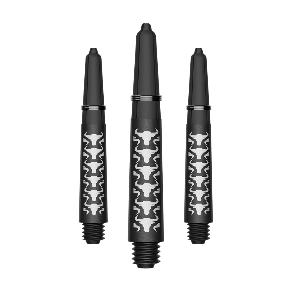 Wałki do gitary Bulls NL Capo Carbon - białe Zu sehen ist ein Set von weißen kurzen Carbon Shafts für Darts. Die Schäfte haben eine Länge von ca. 34 mm und sind aus Kohlefaser.