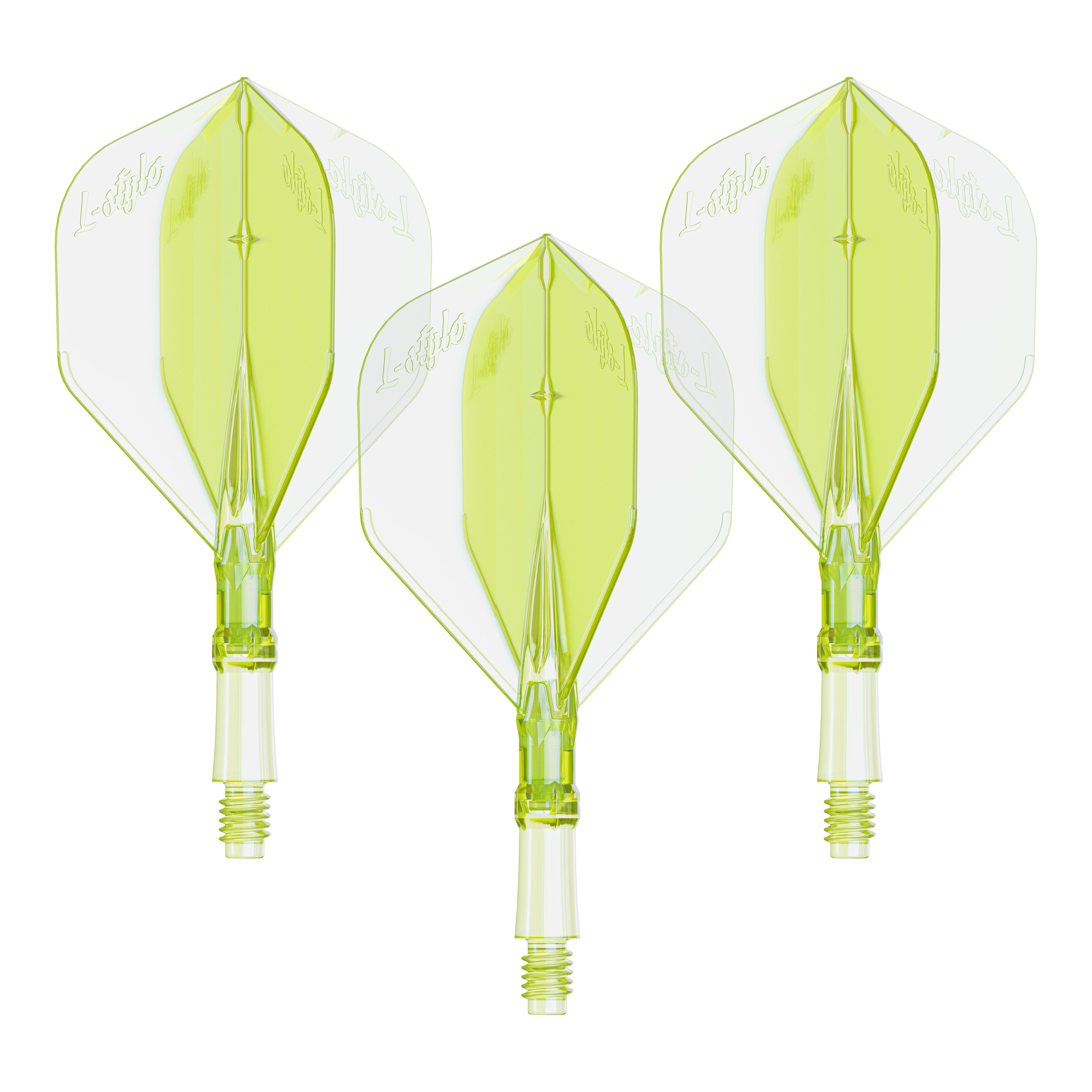 Lampy L-Style L-System - neonowożółte Das Bild zeigt ein Set von Flights für Dartpfeile in Neon-Gelb, kleine Größe. Geeignet für das L-Style L-System.