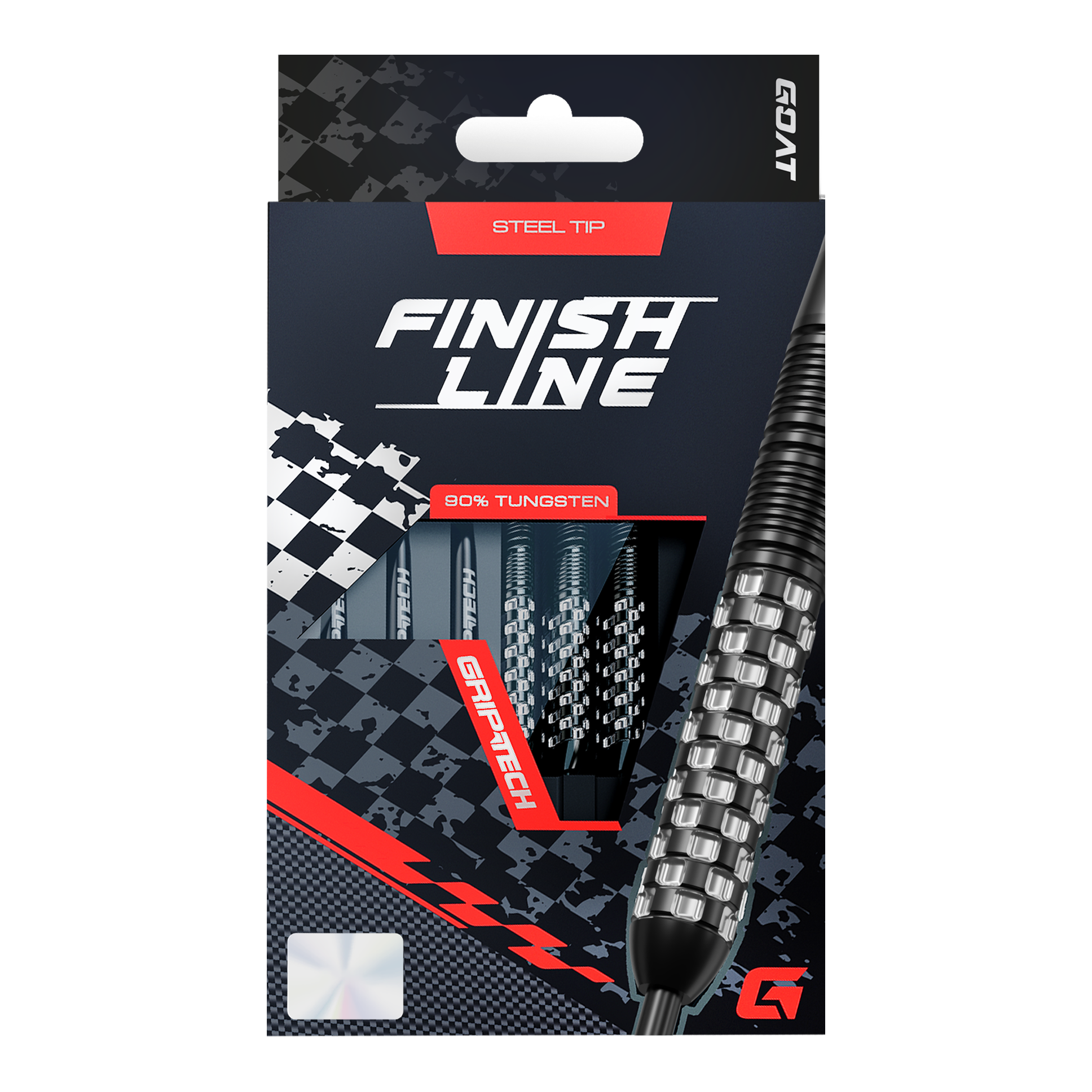Gezeigt werden GOAT Finish Line Tungsten Steeldarts. Die Darts bieten präzise Kontrolle und eine gute Balance.