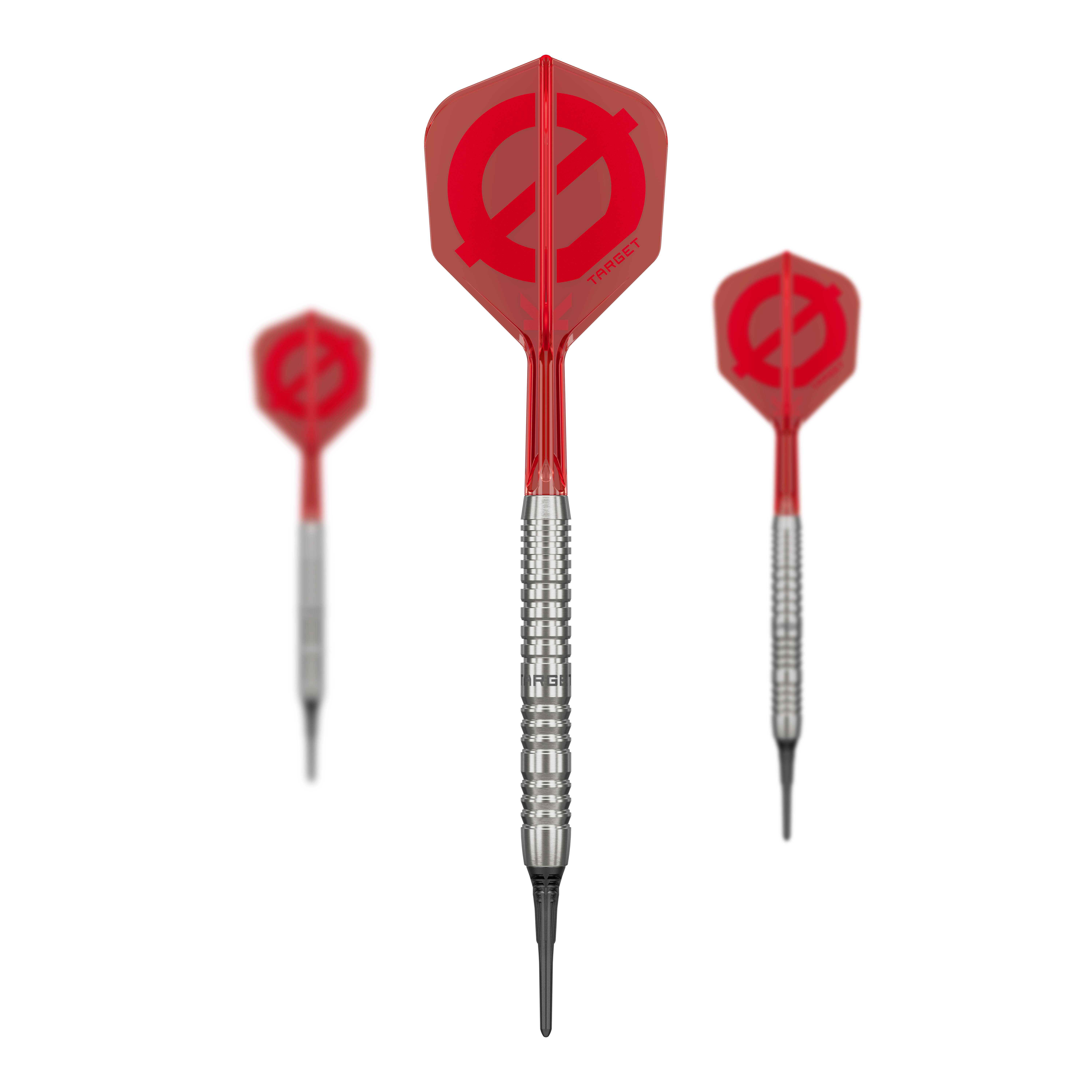 Grupa docelowa O 12 miękkich rzutek Das Produkt Target Group O 12 Softdarts ist auf dem Bild zu sehen. Die Darts sind nebeneinander angeordnet.