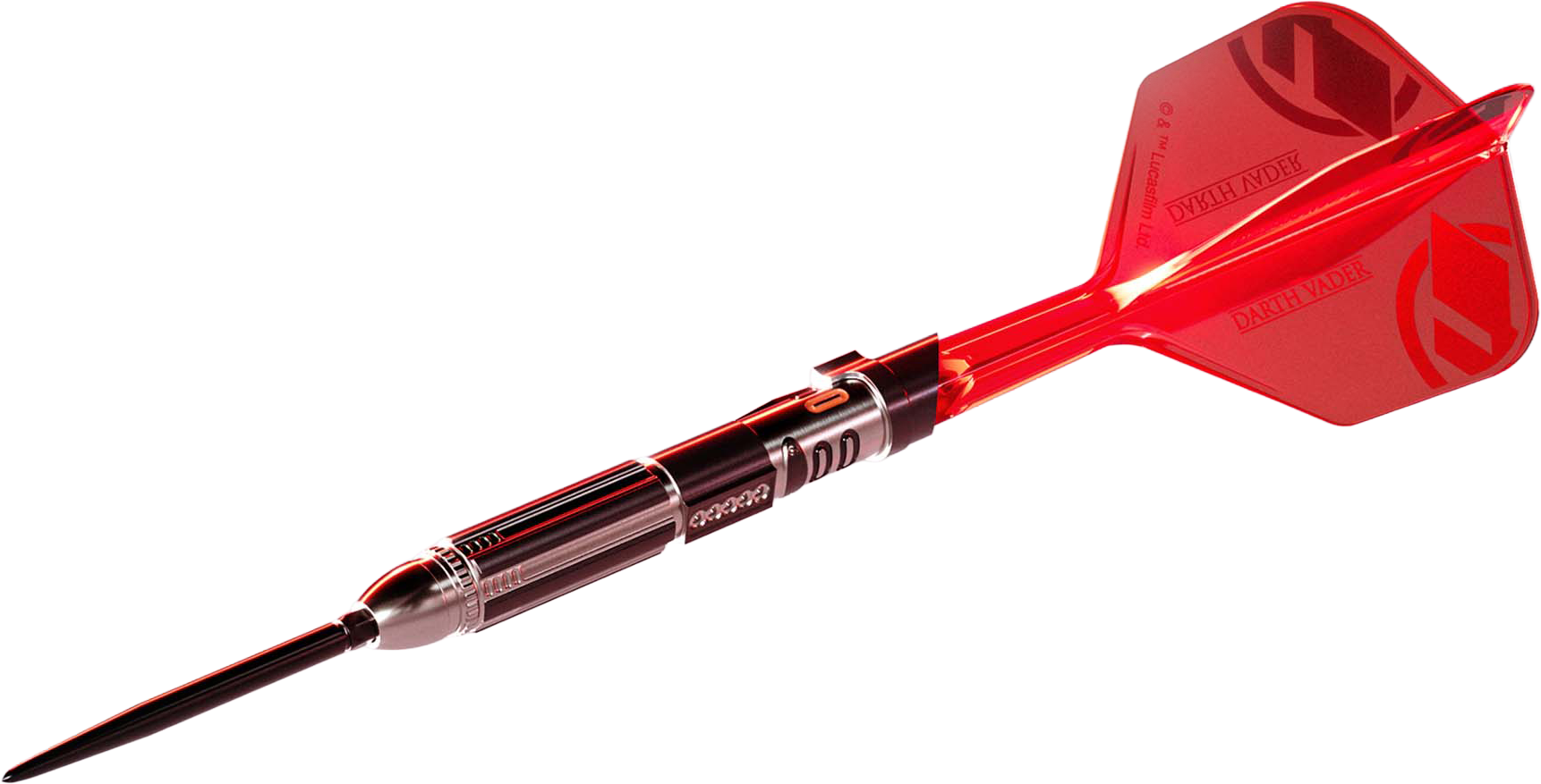 Abgebildet ist ein Produkt mit Bezug zu Star Wars und Darth Vader mit einem Lichtschwert und Dart. Das Bild dient zur Veranschaulichung des Dateinamens 2025-10_Target_StarWars_DarthVader_Lightsaber_Dart.