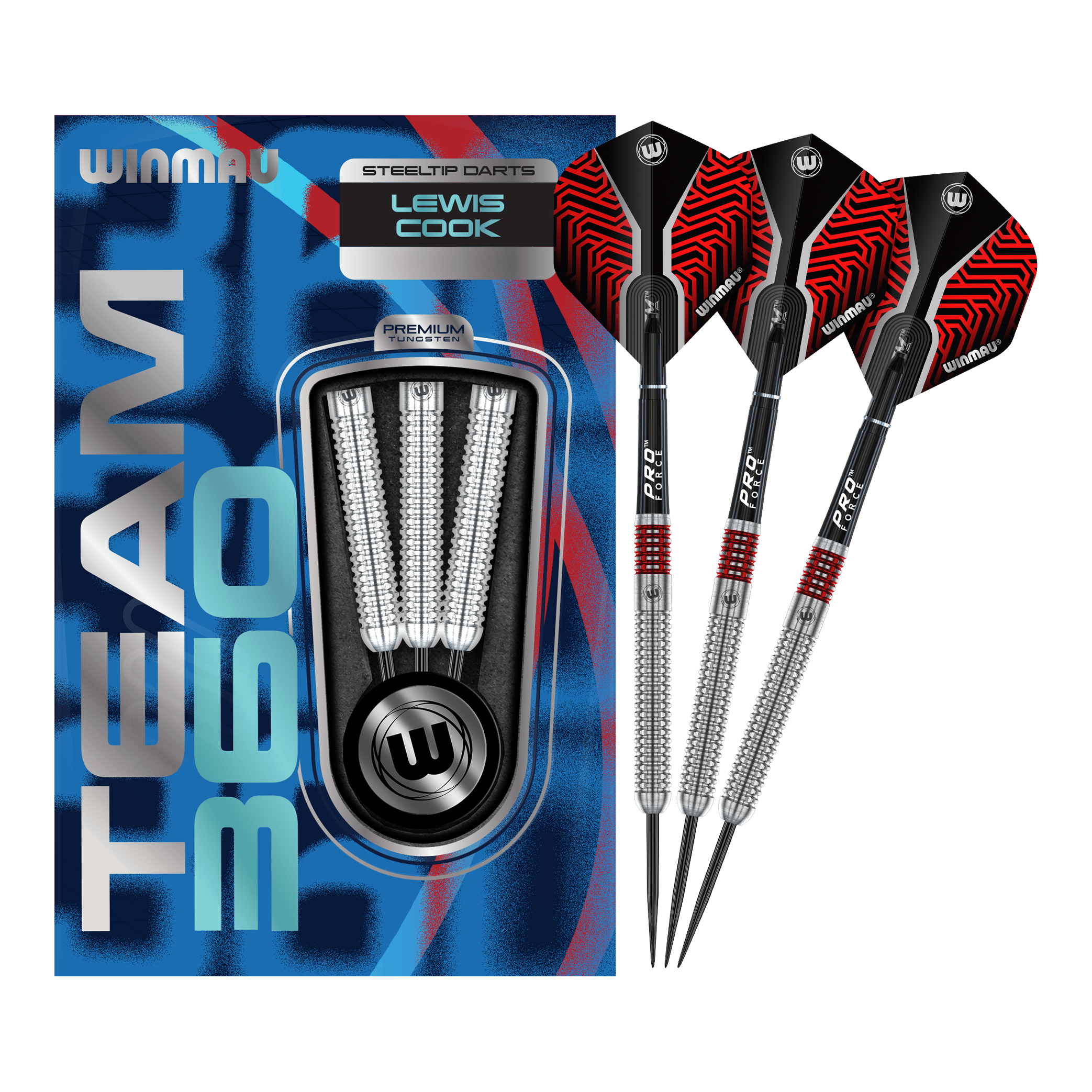 Lotki stalowe Winmau Team 360 Lewis Cook - 23 g Hier sehen Sie Winmau Team 360 Lewis Cook Steeldarts - 23g. Das Produkt wird in seiner vollständigen Länge präsentiert.