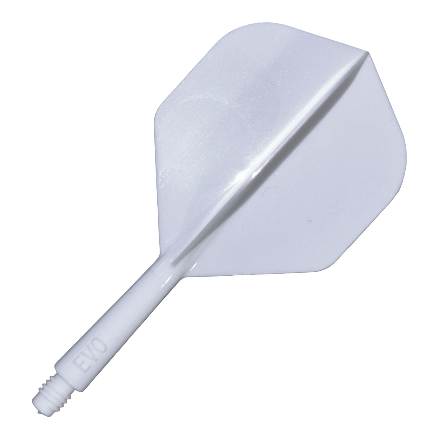 System wałów lotniczych Evolution EVO1 – biały Das Bild zeigt das Evolution EVO1 Flight-Shaft-System in Weiß. Es handelt sich um ein Zubehör für Darts, das aus einem weißen Schaftsystem besteht.
