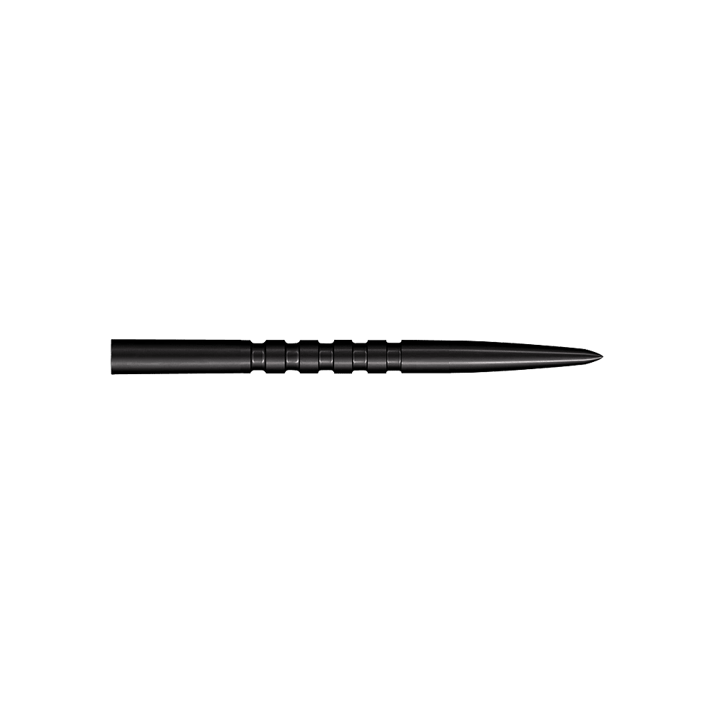 Das Bild zeigt schwarze Steeldartspitzen mit der Bezeichnung SM0051_Shot_Grip_Point_Steeldartspitzen_Schwarz_32mm_2. Die Spitzen sind 32 mm lang.
