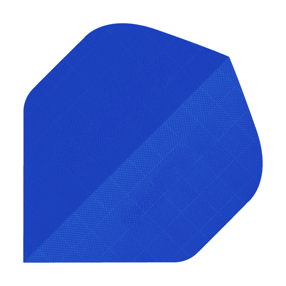 Lotki z tkaniny nylonowej – Standard – NIEBIESKIE Das Bild zeigt ein blaues Stück Nylon-Stoff in der Form eines Dart-Flights. Die Oberfläche hat eine feine, strukturierte Musterung.