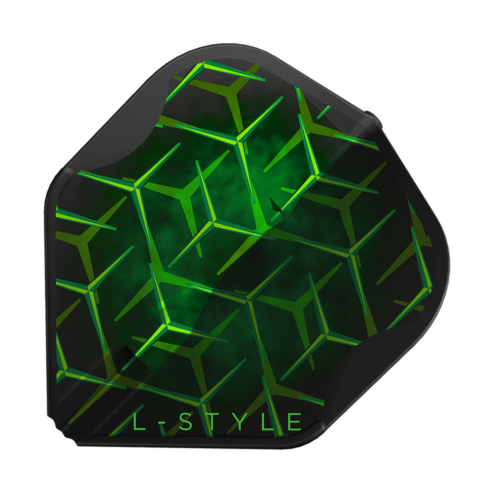 L-Style Lukas Wenig V1 Black L1EZ Flights sind als Einzelstück mit mattem Finish abgebildet. Die schwarze Farbe hebt die Struktur hervor.