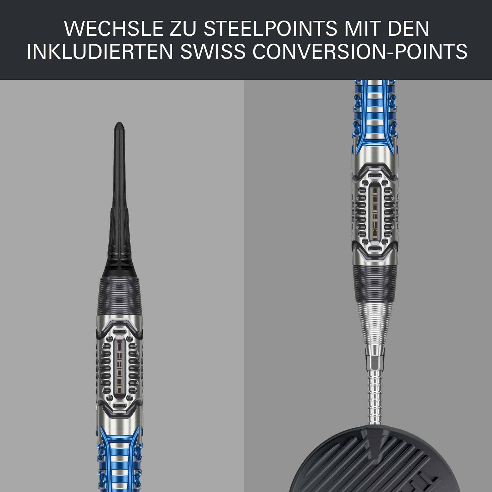 Miękkie lotki Target Phil Taylor Power X Chrono Zu sehen sind die Target Phil Taylor Power X Chrono Softdarts. Diese Darts tragen den Namen des legendären Spielers Phil Taylor.
