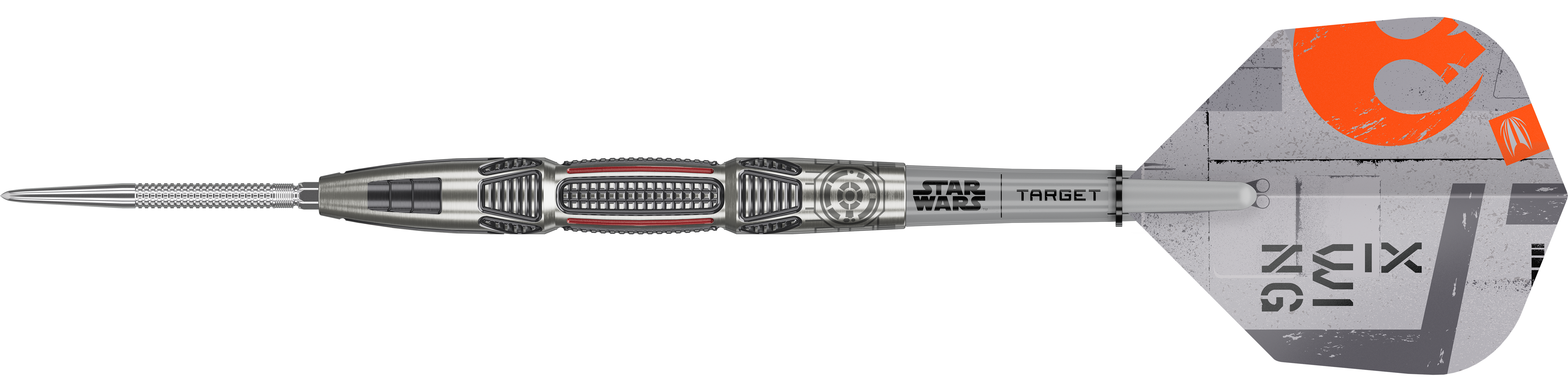 Das Bild zeigt einen Artikel mit dem Namen 190790_Target_StarWars_XWing_SwissPoint_Steeldarts_0. Es handelt sich vermutlich um Steeldarts im X-Wing Design aus Star Wars.