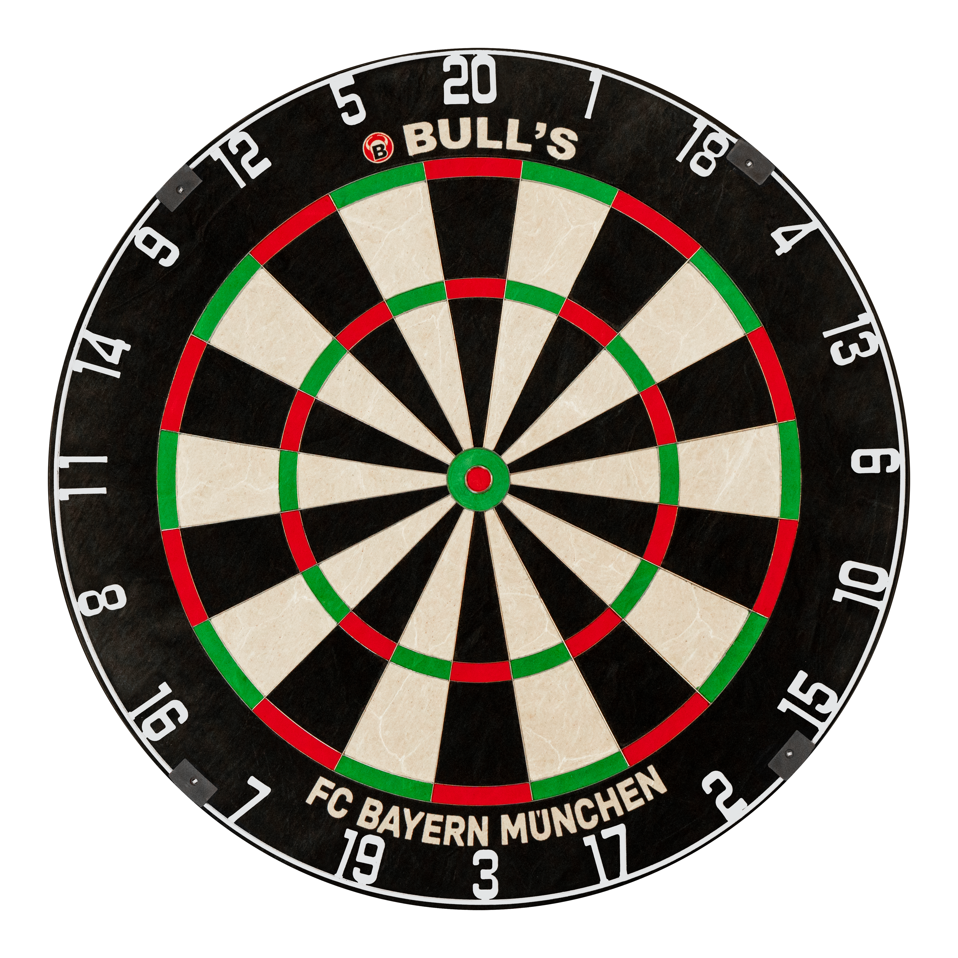 Tarcza do darta ze stali Bristle, Bulls FC Bayern Munich Auf dem Foto ist das Bulls FC Bayern München Bristle Steeldartboard zu sehen. Diese Dartscheibe ist mit dem Branding des FC Bayern München gestaltet.