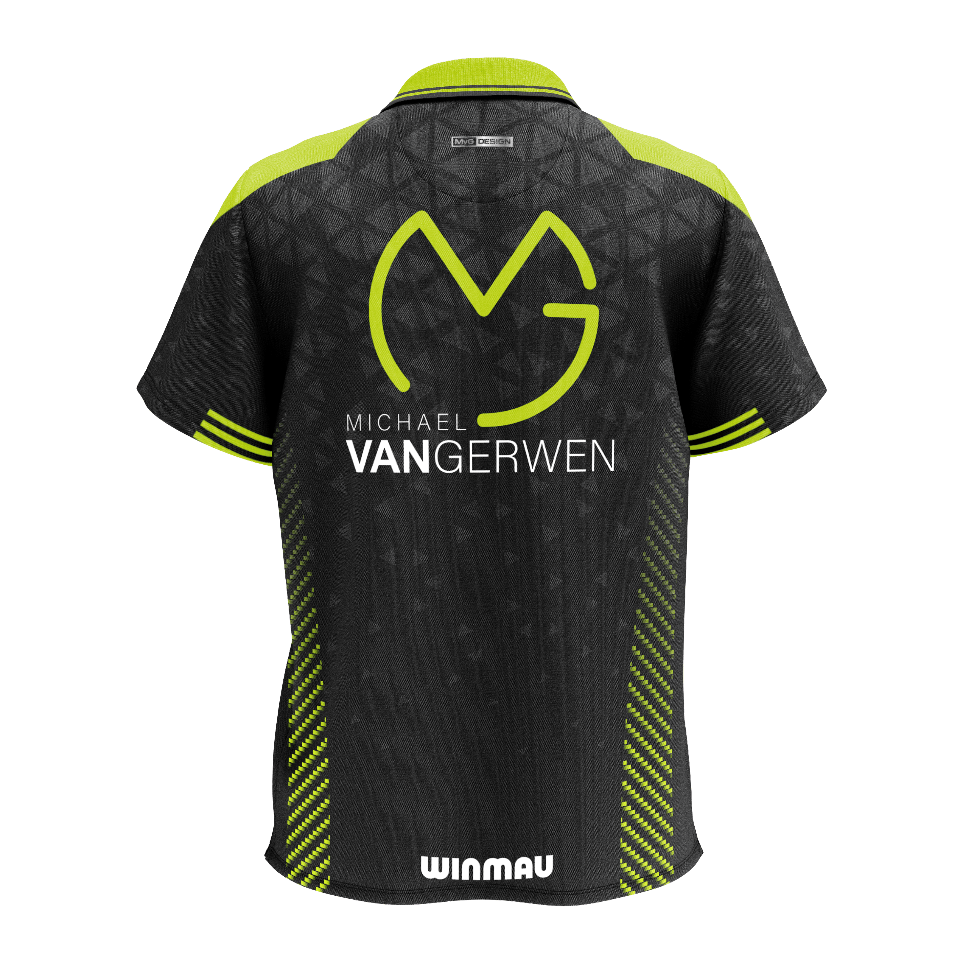 Koszulka polo Winmau Michael Van Gerwen Stage Das Bild zeigt das Winmau Michael Van Gerwen Stage Poloshirt. Es ist ein Poloshirt im Design von Michael Van Gerwen.