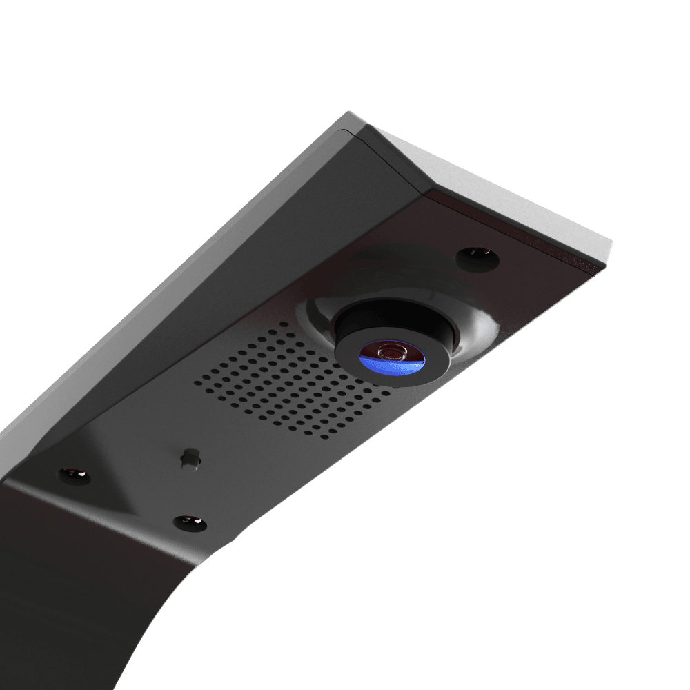 GranDarts Gran Eye GEN2 Steeldart automatyczny system punktacji Das Bild zeigt das GranDarts GranEye Steeldart Auto-Scoring-System. Zu sehen ist eine Nahaufnahme des Geräts mit einer Kamera und Belüftungsschlitzen.