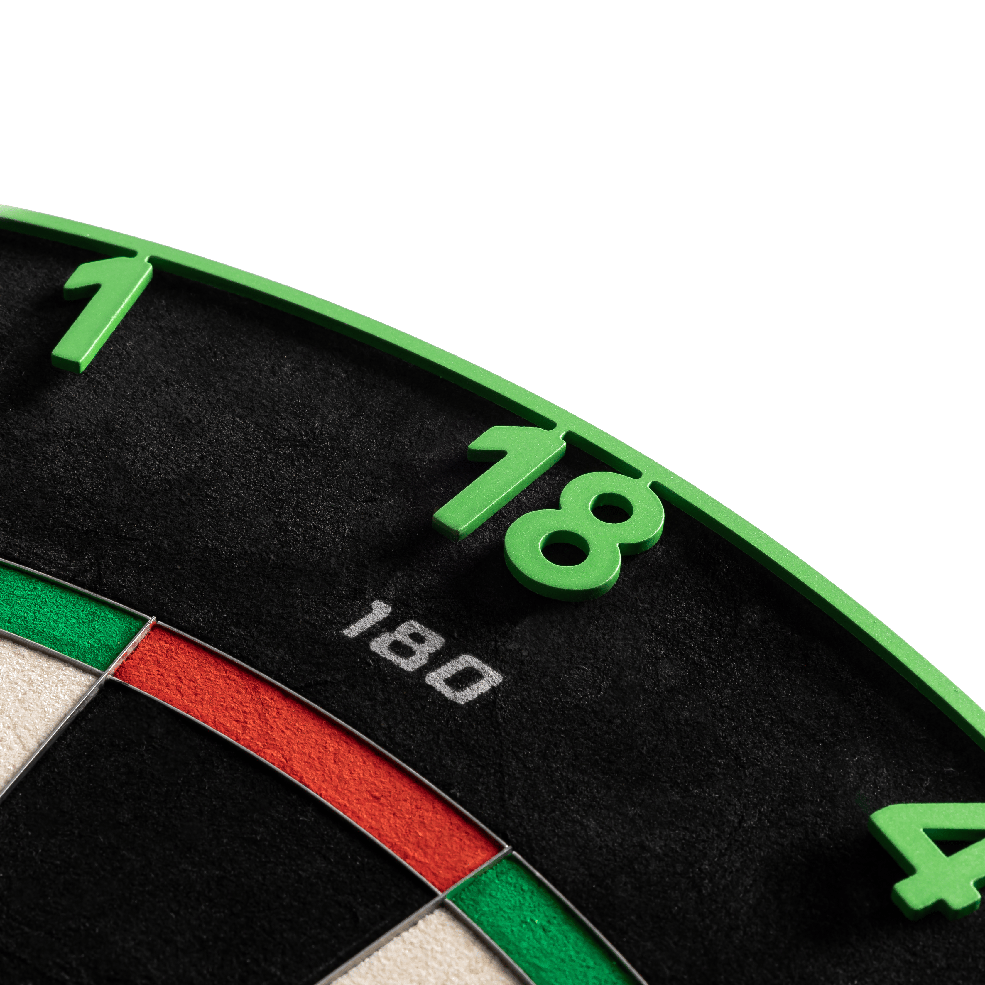 Das Bild zeigt das Precise 180 Endorphine Steeldartboard mit Nummernring in Emerald Green. Die Abbildung stellt das Produkt in einer klaren Ansicht dar.