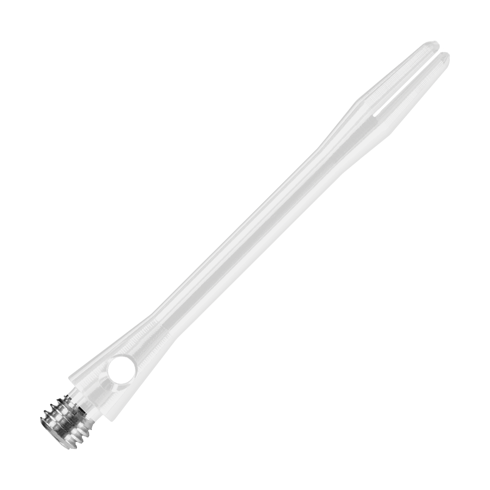 HR374_Harrows_Keramic_Shafts_Weiss_47mm_2 Das Bild zeigt einen weißen Harrows Keramic Shaft für Darts. Der Schaft ist schlank und aus transparentem Material gefertigt.