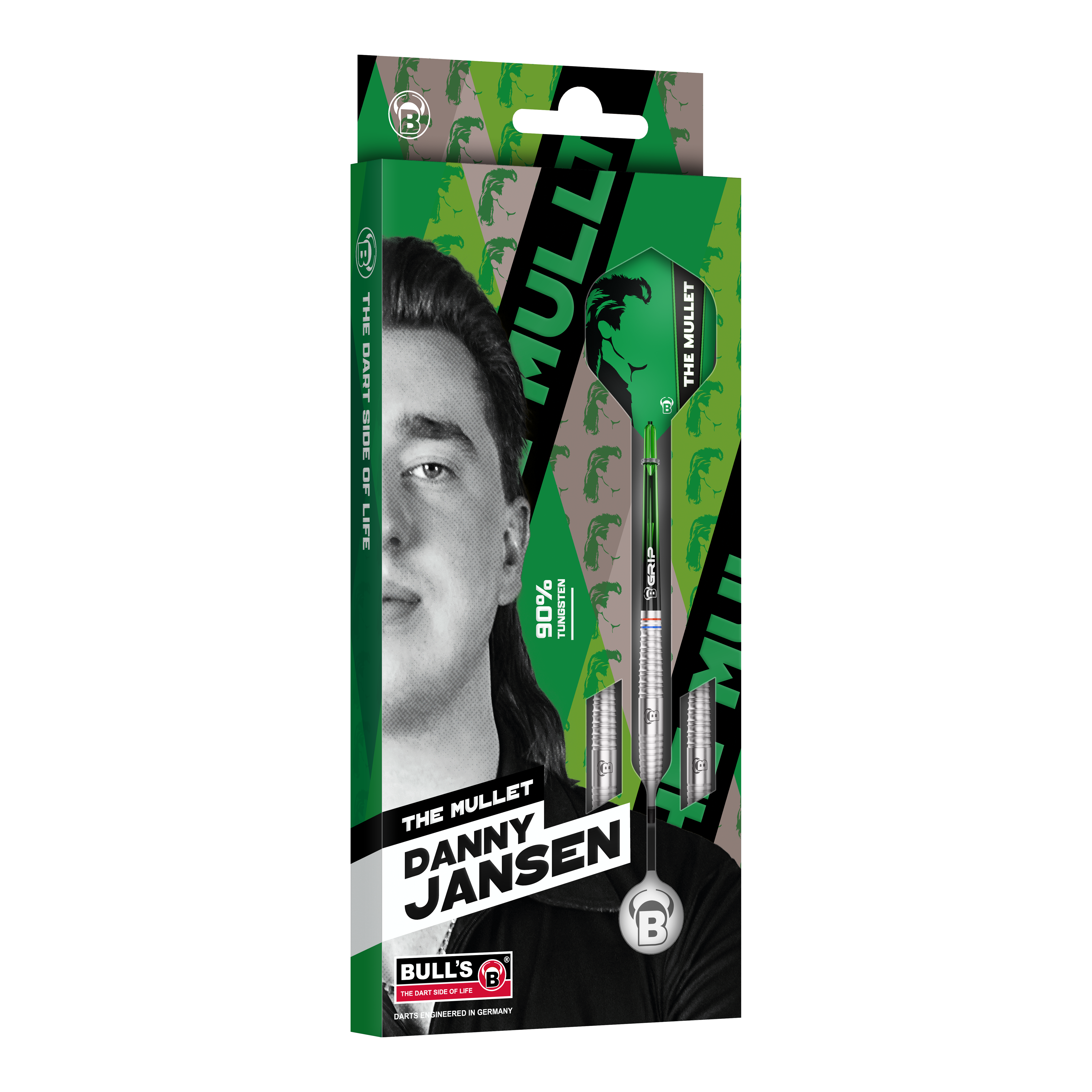 Hier ist der Bulls Danny Jansen Softdart mit 20g Gewicht abgebildet. Das Produkt eignet sich für professionelle Softdartspiele.
