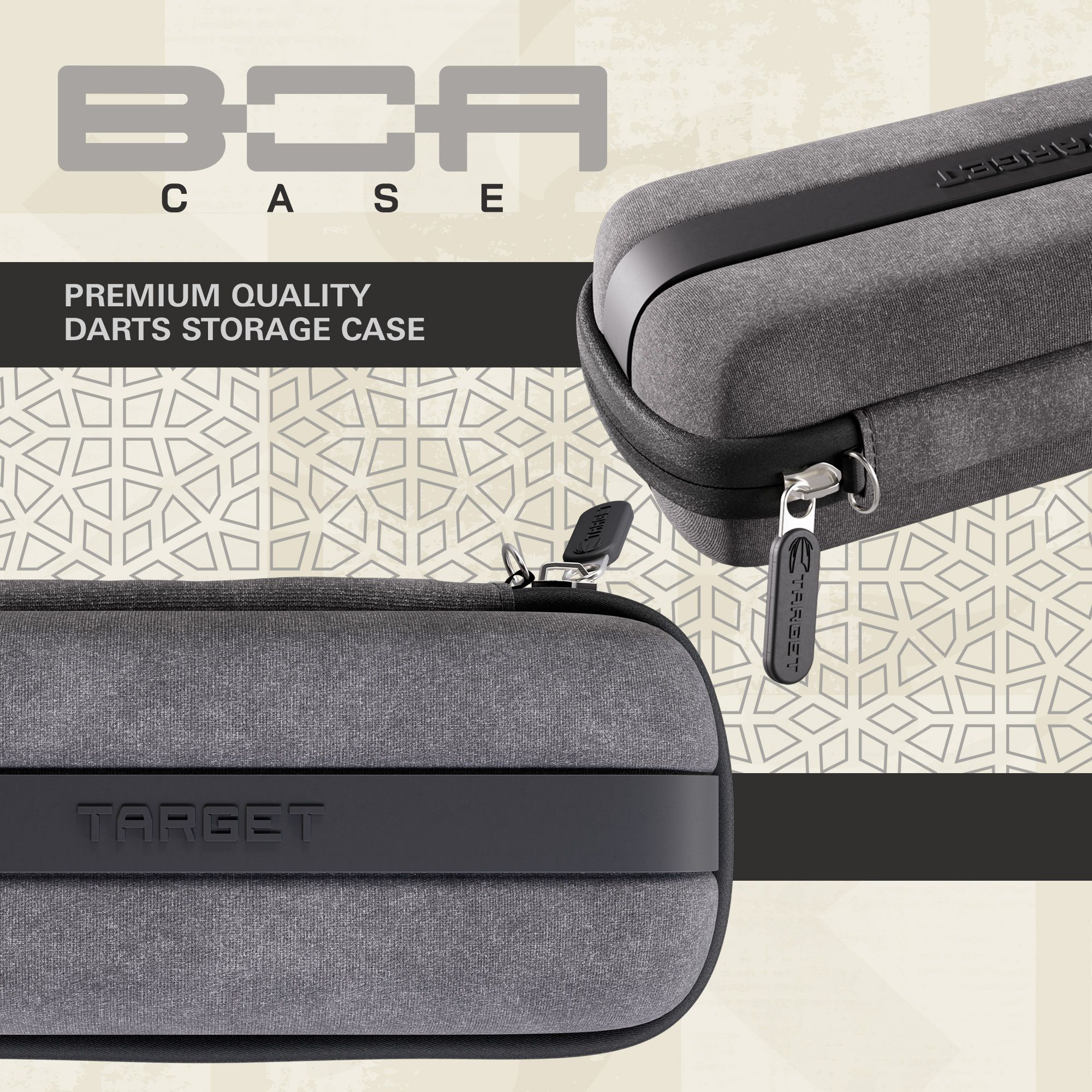 Etui na lotki Target BOA Abgebildet ist ein Dartcase in Grau und Hellgrau. Das Produkt ist vermutlich das Target BOA Dartcase.