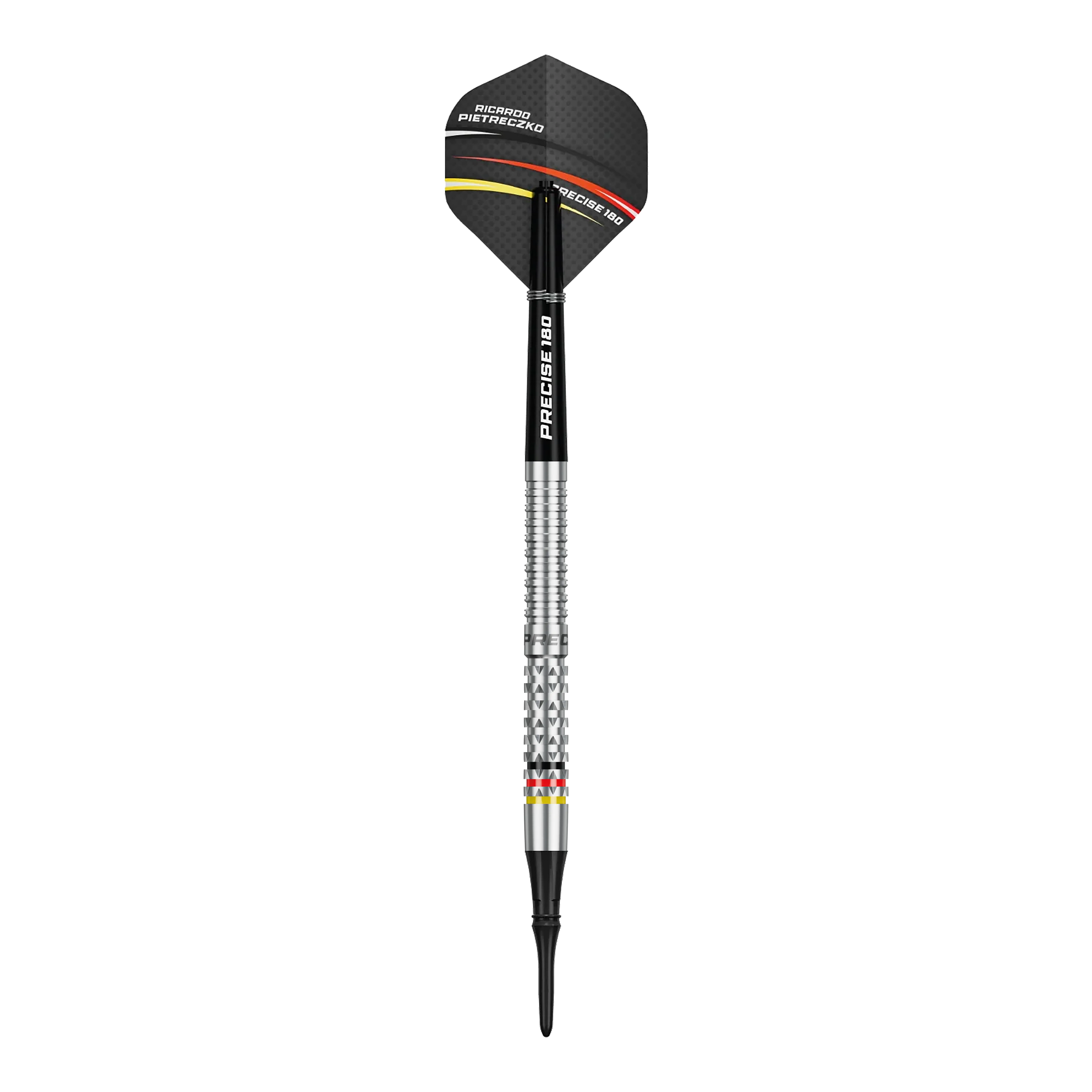 Precise 180 Ricardo Pietreczko GEN1 miękkie lotki Das Foto präsentiert die Precise 180 Ricardo Pietreczko GEN1 Softdarts. Sie bieten hohe Qualität und gutes Handling.