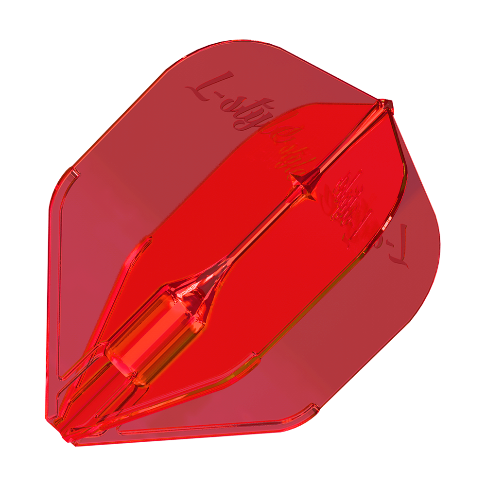 Lotki L-Style Fantom L3EZ w kolorze czerwonym Das Bild zeigt ein rotes Dartflight mit der Aufschrift "L-Style". Es handelt sich um das Modell Fantom L3EZ Flights in der Farbe Rot.