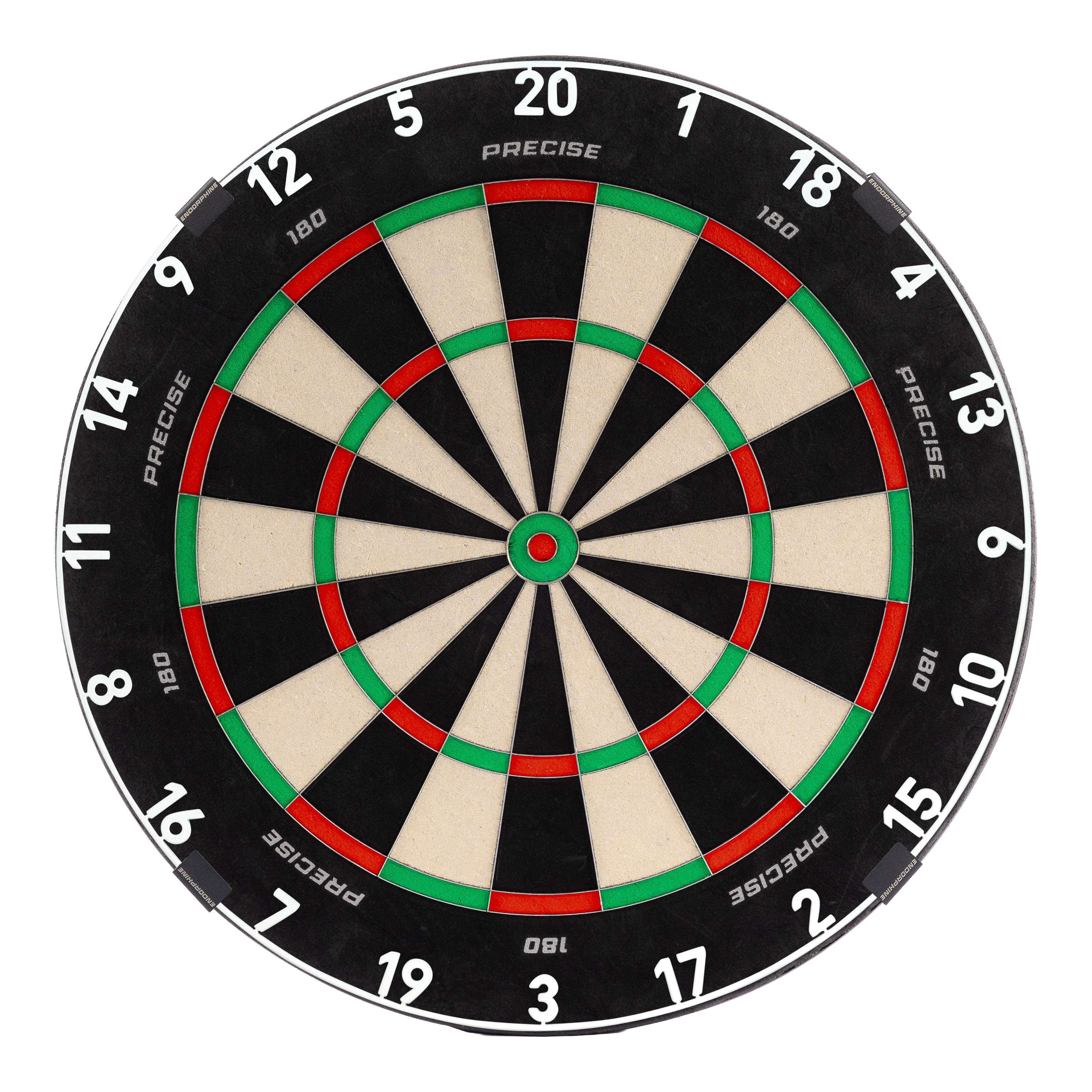 Precyzyjna stalowa tarcza do darta Endorphine 180 z pierścieniem numerowanym – klasyczna biel Abgebildet ist das Precise 180 Endorphine Steeldartboard mit einem weißen Nummernring. Das Produkt ist speziell für Präzisionswürfe entworfen.
