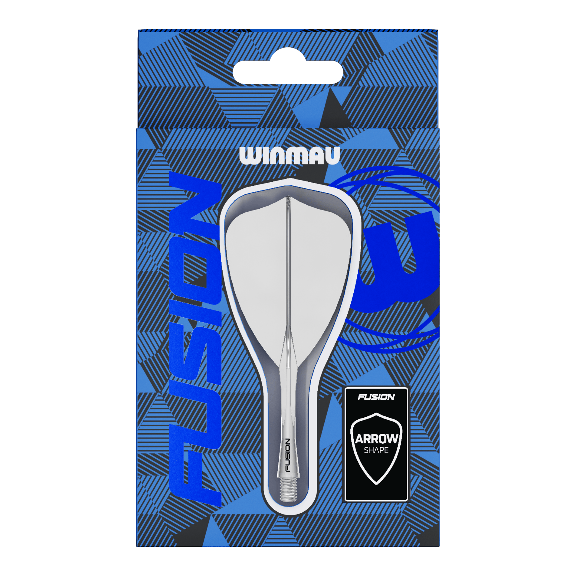 Hier ist ein weiteres Bild des Winmau Fusion Flight-Shaft-System Arrow Clear. Es zeigt den Flightschaft für Darts in einer anderen Perspektive.