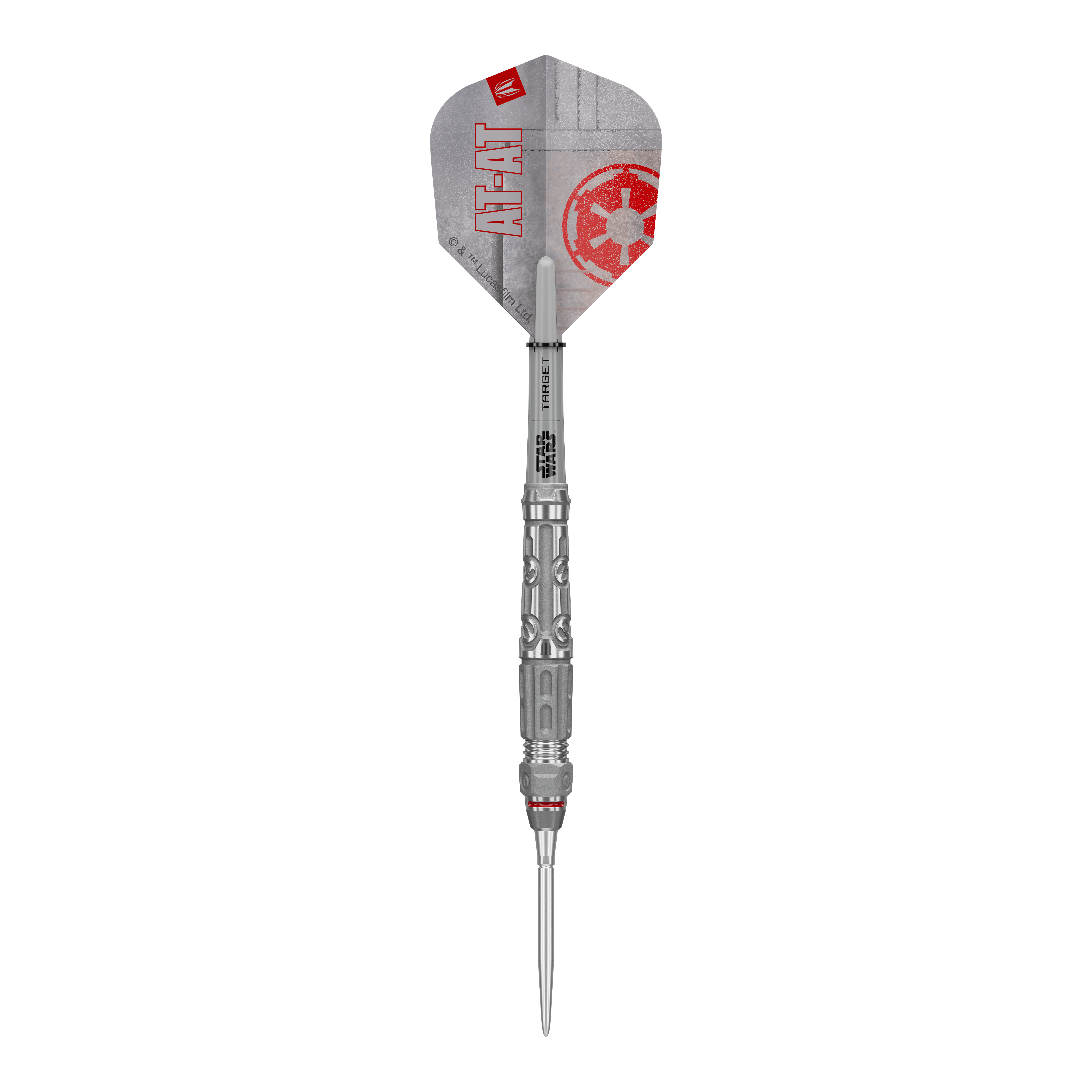 Stalowe rzutki Target Star Wars AT-AT Swiss Point Hier sehen Sie die Target Star Wars AT-AT Swiss Point Steeldarts. Die Abbildung stellt das Design und die Form der Dartpfeile dar.