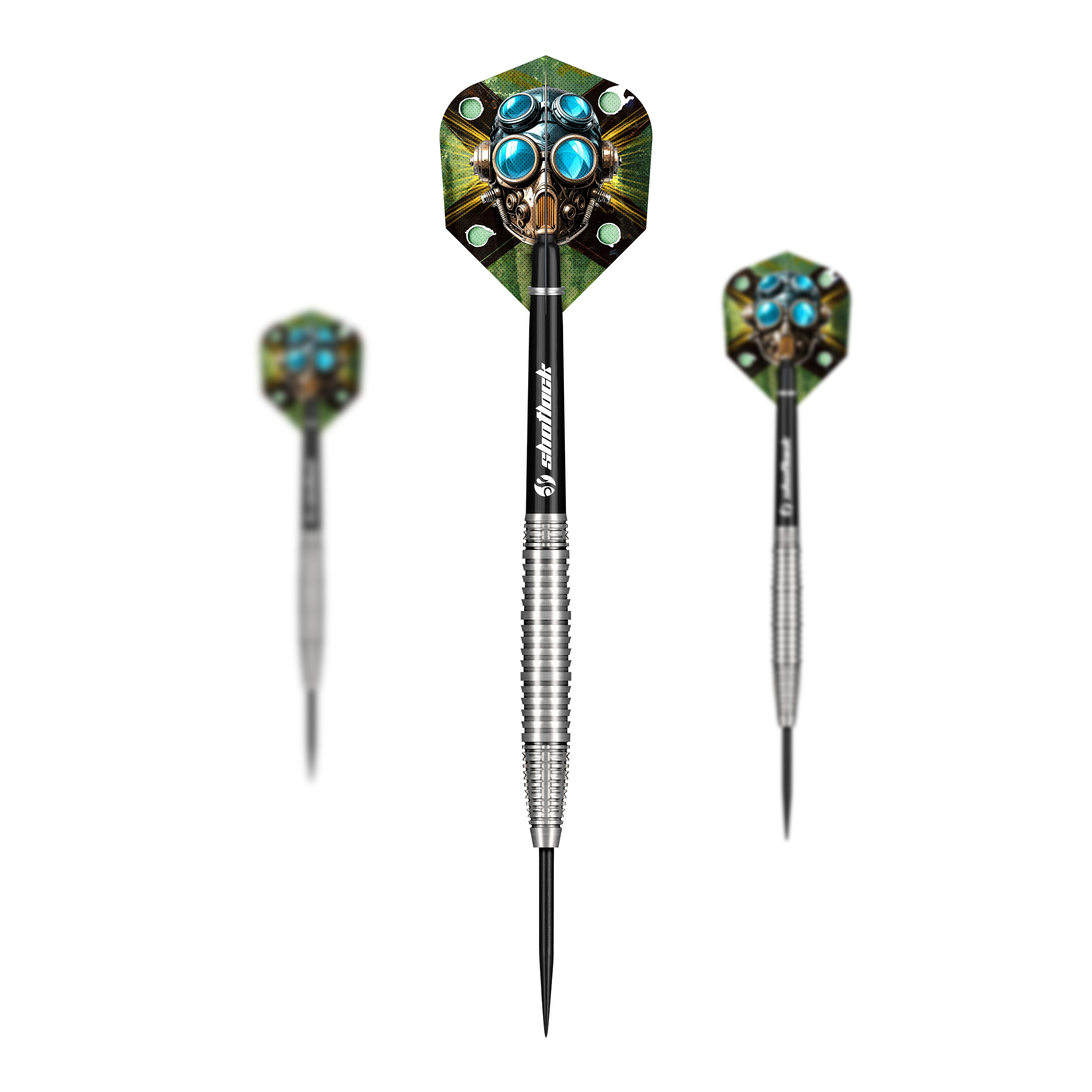 Stalowe lotki Shot Badlands Krush Hier sieht man die Shot Badlands Krush Steeldarts als Set. Das Produkt eignet sich für professionelle Dartspieler.