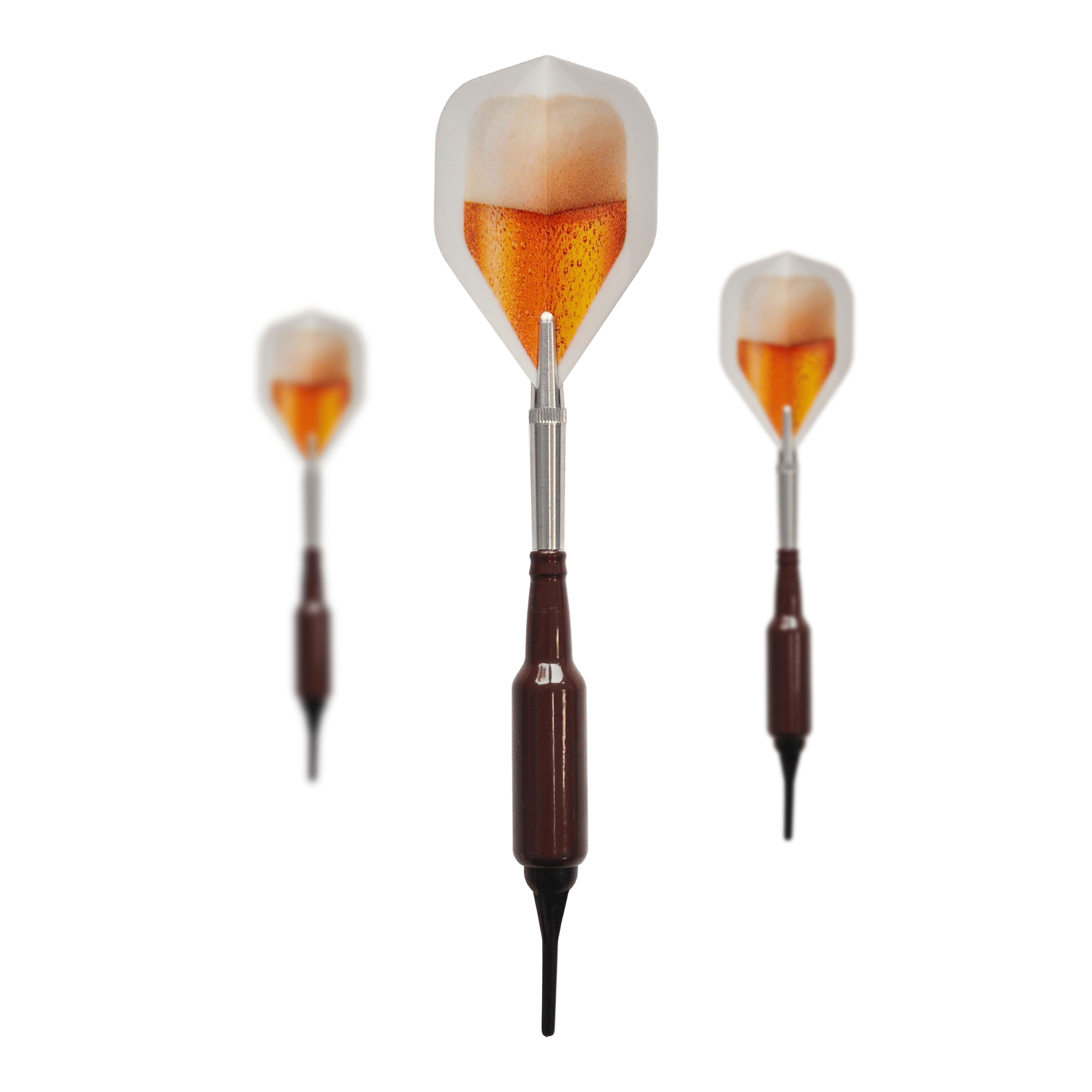 Miękkie lotki McDart Prost Beer Bottle z 100 miękkimi końcówkami - 16,5 g Abgebildet ist ein Set McDart Prost Bierflaschen Softdarts mit 100 Softdartspitzen, 16,5 g. Diese Softdarts haben die Form einer Bierflasche und eignen sich ideal als Geschenk.