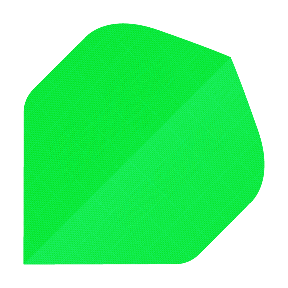 Das Bild zeigt einen Dartflight aus Nylonstoff in der Farbe Neongrün. Die Oberfläche hat eine feine, strukturierte Textur.