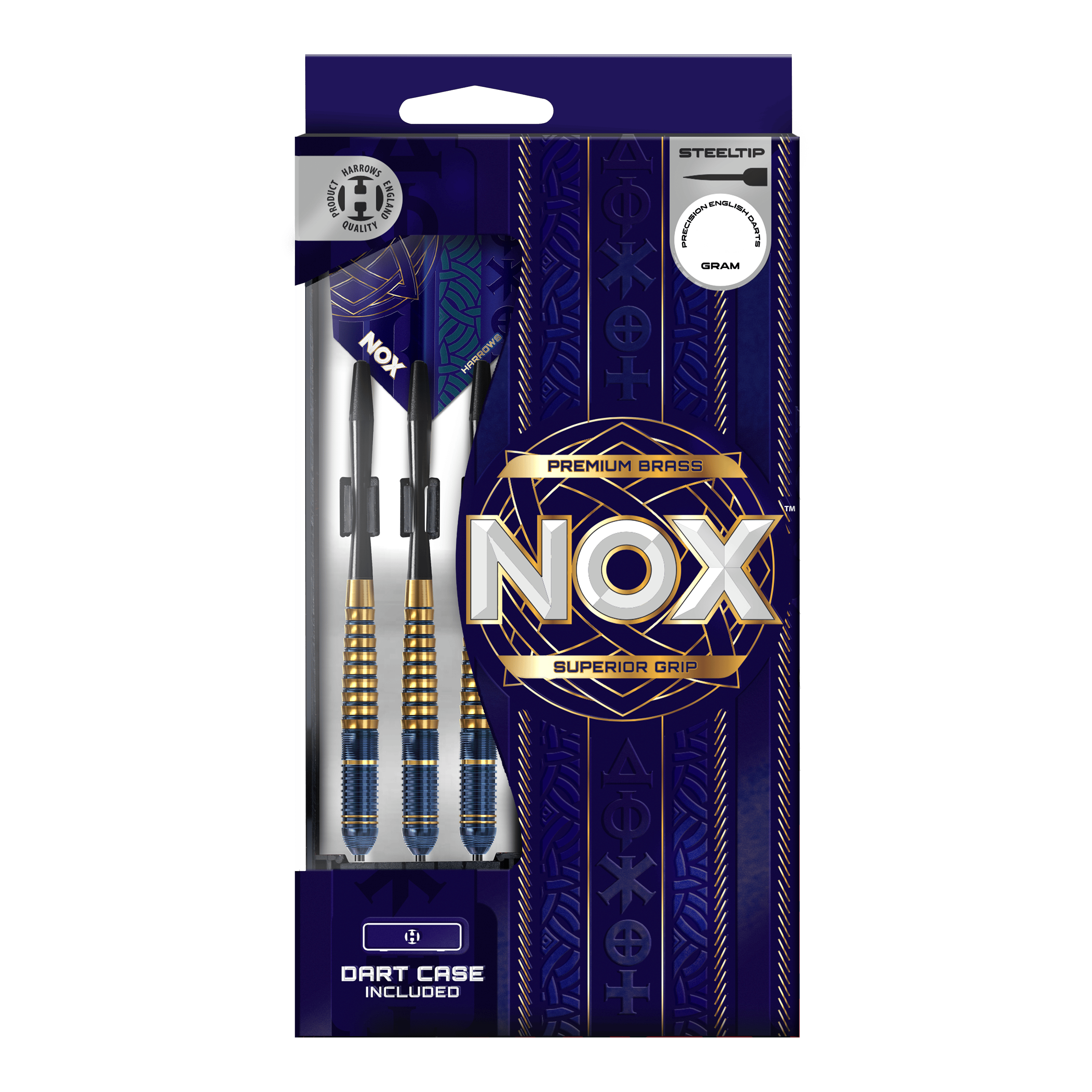 Zu sehen sind die Harrows Nox Premium Brass Steeldarts. Die Dartpfeile zeichnen sich durch ihre hohe Qualität und Robustheit aus.