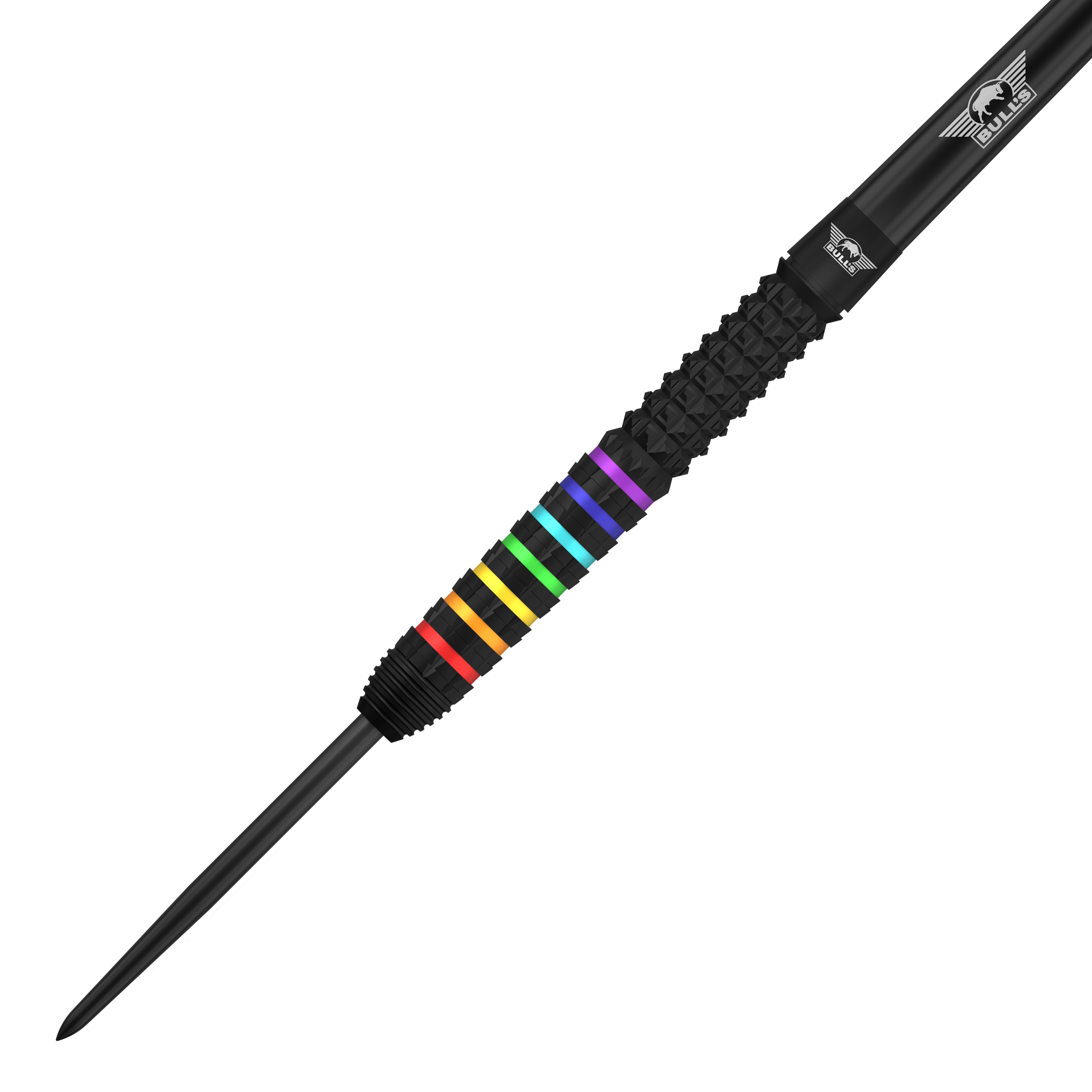 Abgebildet sind die Bulls NL Ricky Evans Rapid 95 Steeldarts mit 23g. Das Foto hebt das Design und die Form der Darts hervor.