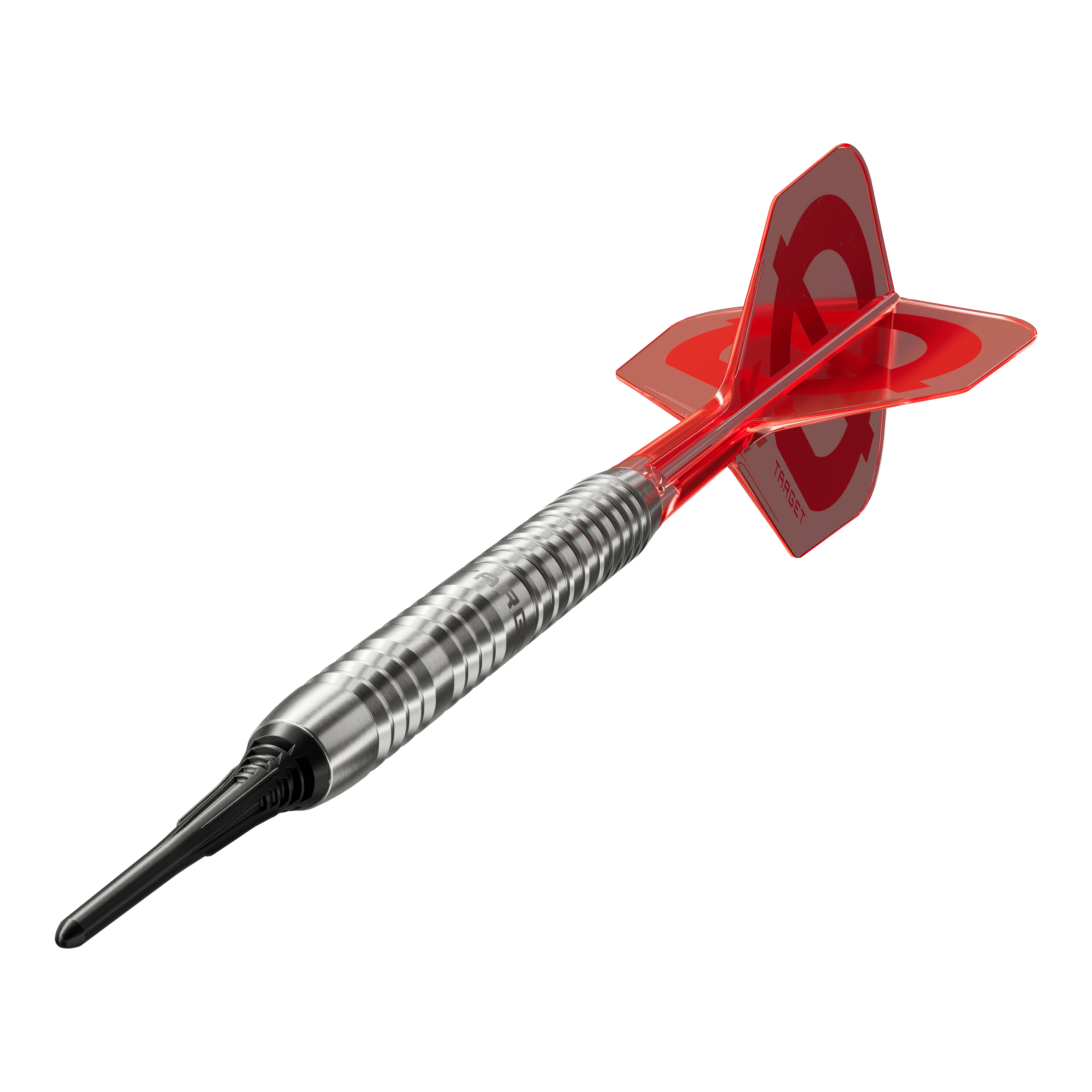 Grupa docelowa O 12 miękkich rzutek Abgebildet ist das Target Group O 12 Softdarts Set. Die Flights und Spitzen sind gut sichtbar.