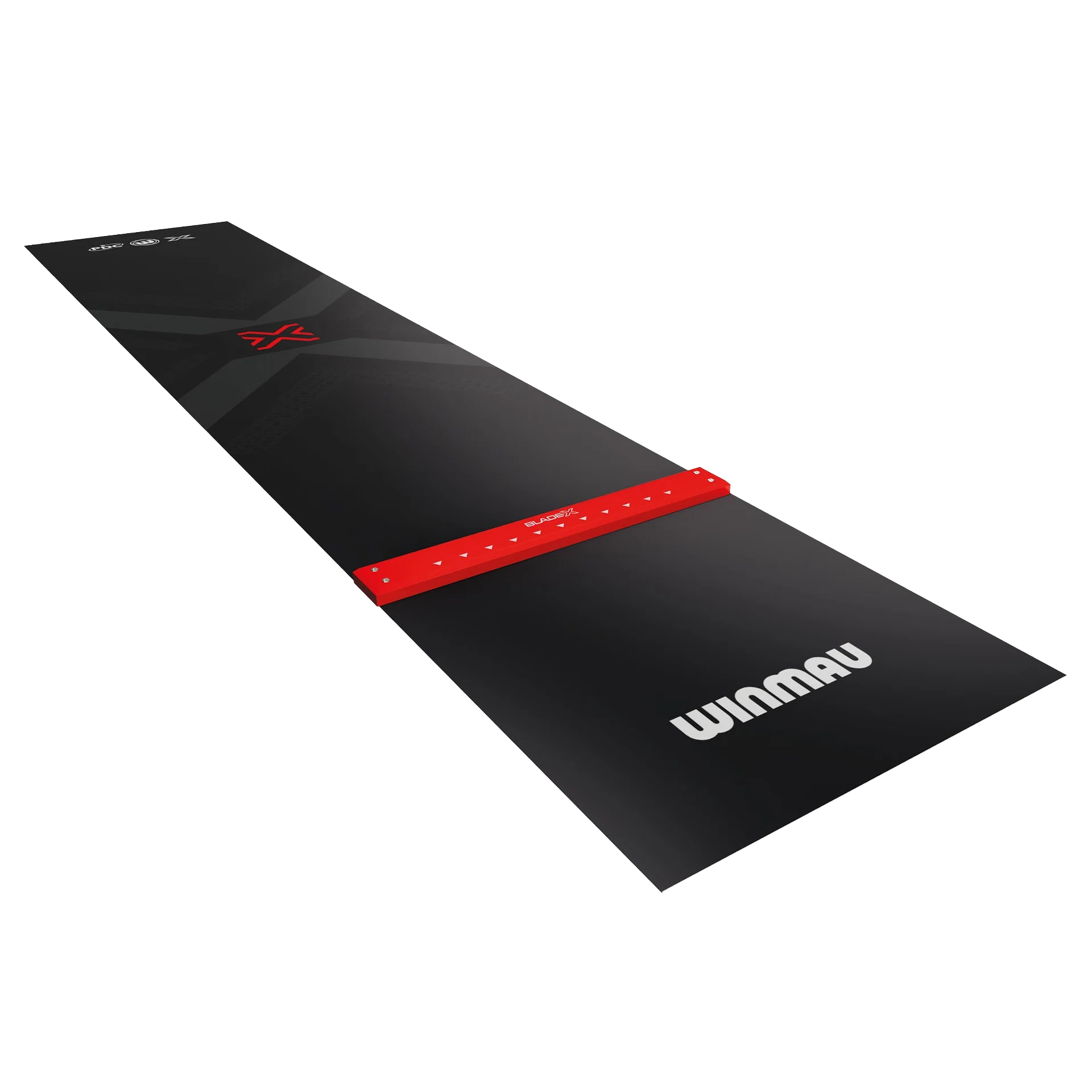 Winmau Blade X PVC Dart Mat Die Abbildung zeigt die Winmau Blade X PVC Dartmatte. Die Matte ist ein Zubehör für Dartspieler und schützt den Boden beim Spielen.
