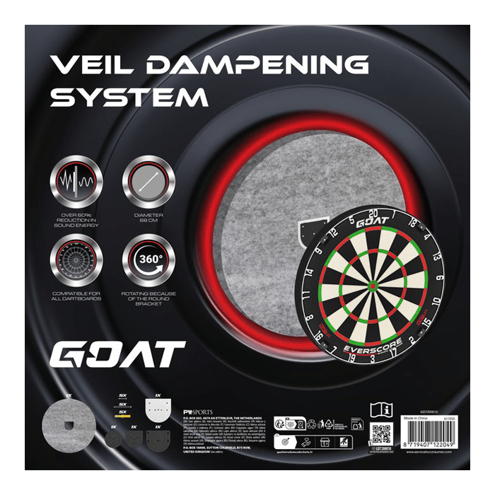 System wygłuszania dźwięków za pomocą zasłony tłumiącej GOAT Hier ist das GOAT Silencer Veil Dampening Schallschutz System abgebildet. Das System hilft, Lärm zu dämpfen.