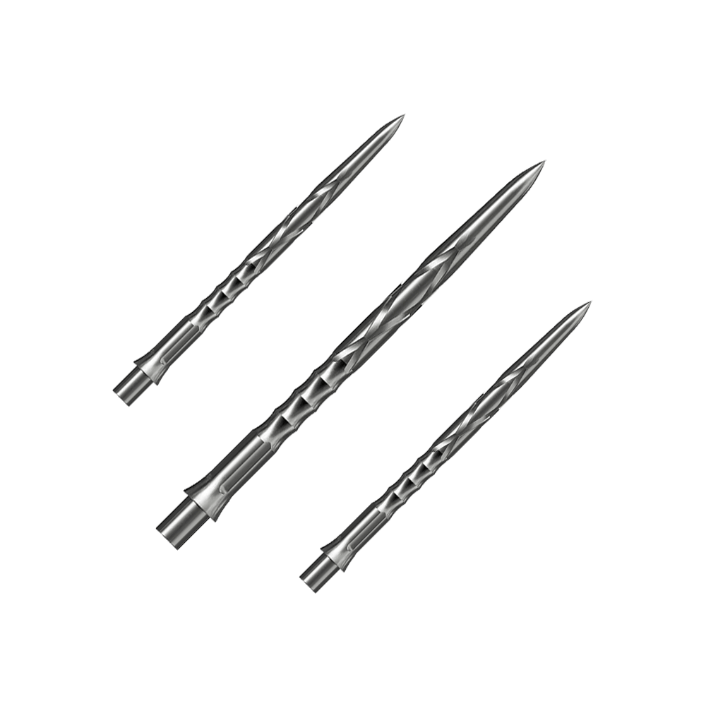 Stalowe groty do lotek Caliburn System - HAN G2 - Srebrne Das Bild zeigt Steeldartspitzen des Caliburn Evo Systems in Silber, 36mm. Die Spitzen sind für Steeldarts geeignet.