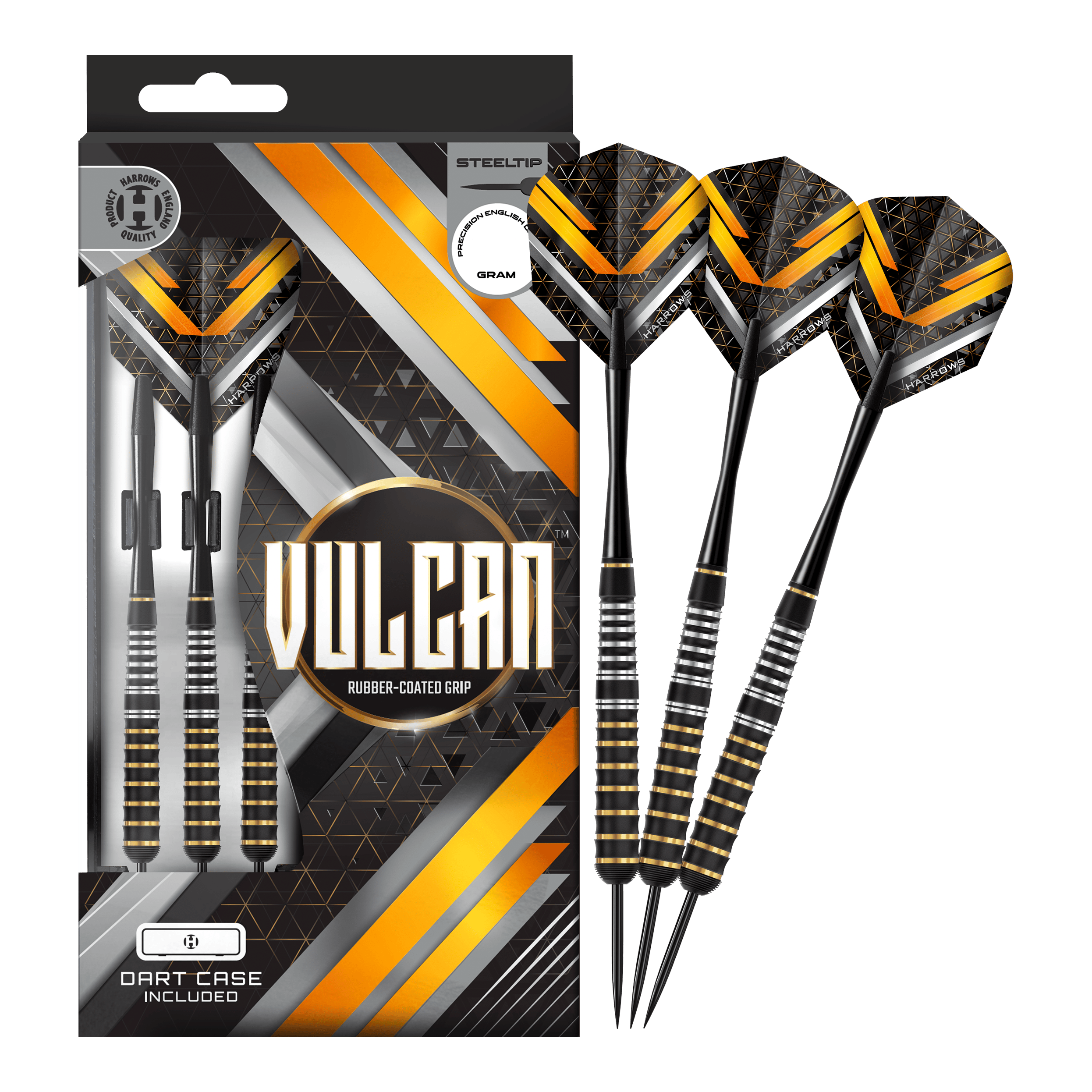 Zu sehen sind hier Harrows Vulcan Steeldarts. Die Darts werden komplett dargestellt.