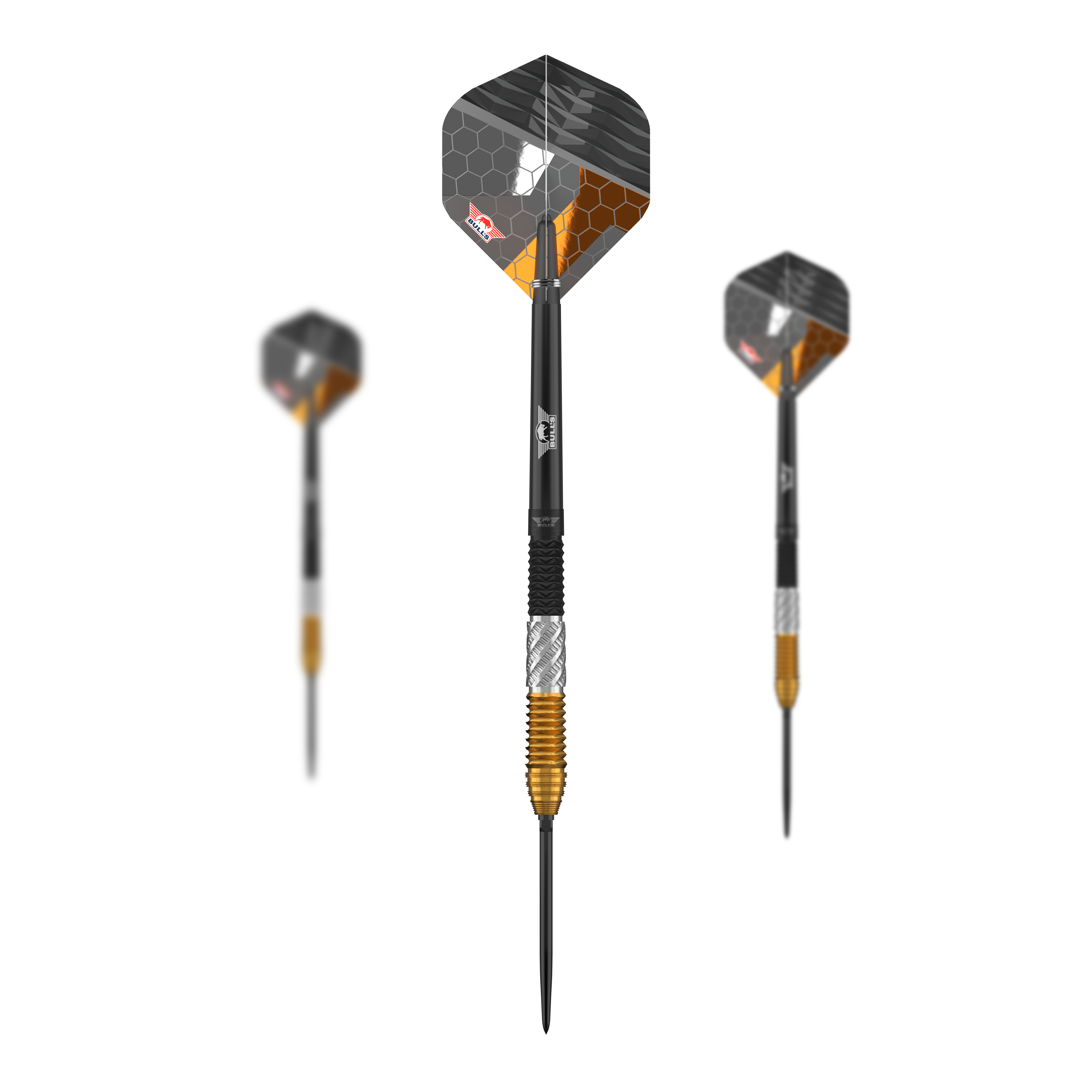 Bulls NL Dirk Van Duijvenbode 95% punktów zamiennych Steeldarts Dieses Set zeigt die Bulls NL Dirk Van Duijvenbode 95% Convertible Points Steeldarts. Die Darts zeichnen sich durch ihre wandelbaren Spitzen und das elegante Design aus.