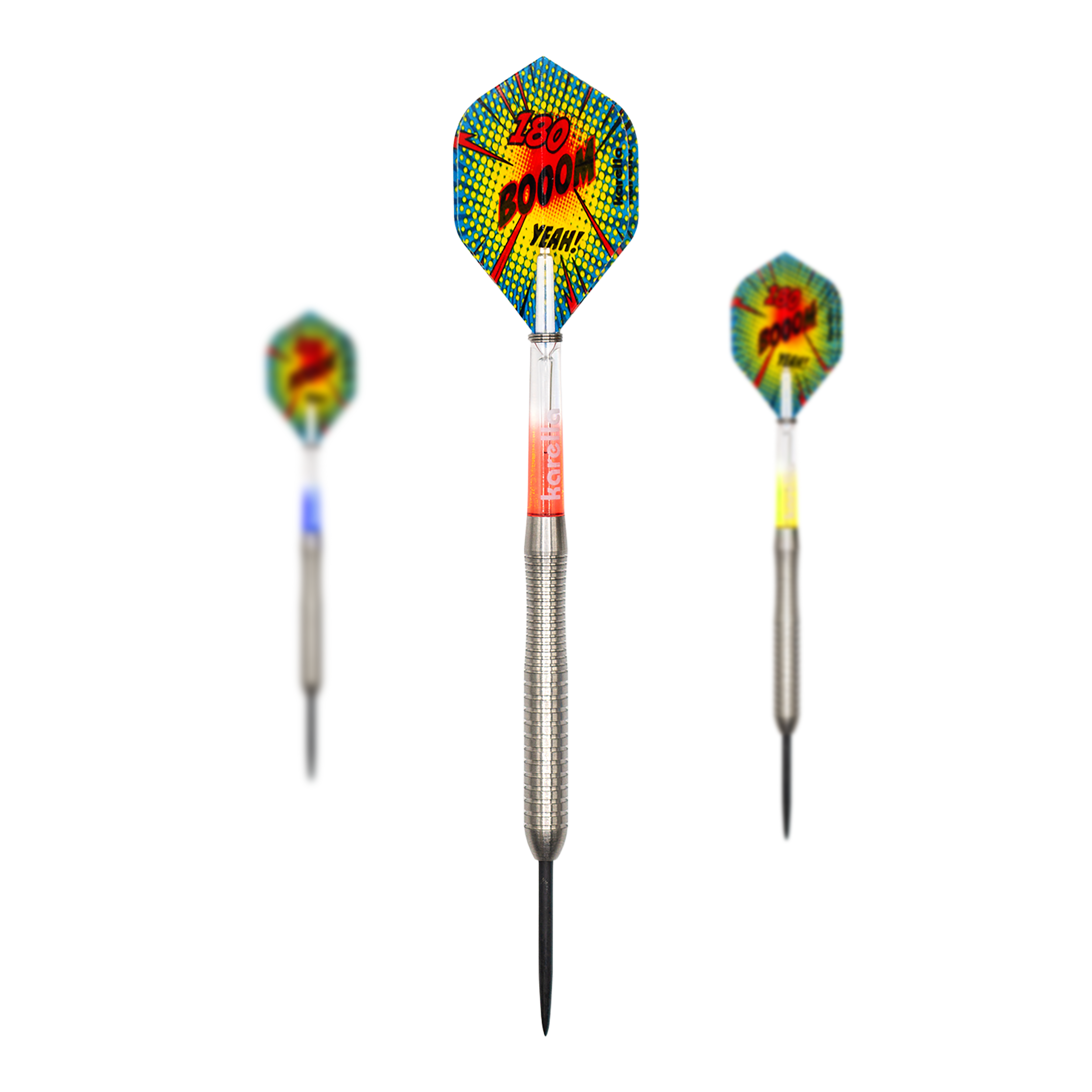 Karella Comic Line CL-2 stalowe lotki - 23g Dies ist ein Satz Karella Comic Line CL-2 Steeldarts - 23g. Die Steeldarts werden zusammen präsentiert.