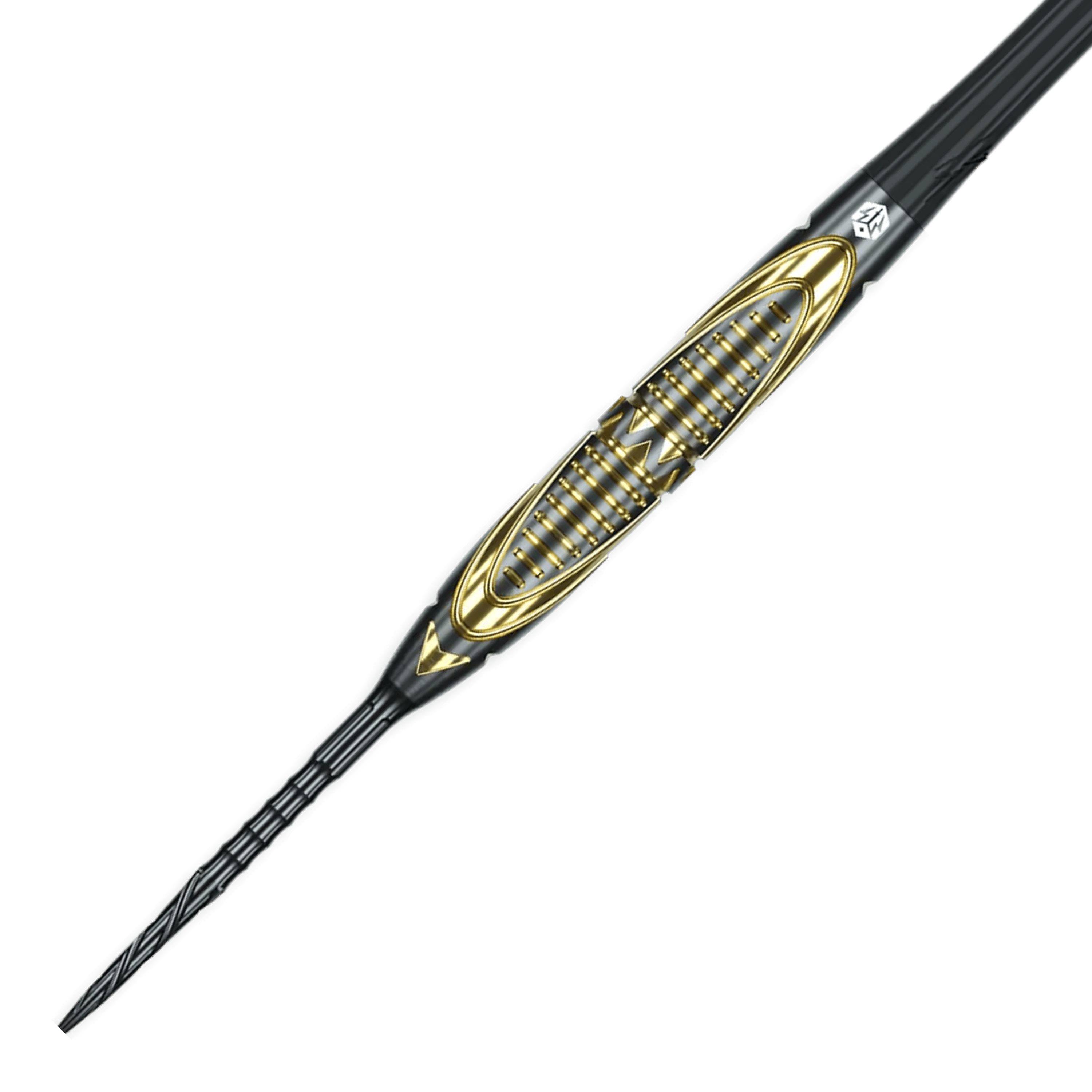 Stalowe lotki Caliburn Halo H2 - 22,5 g Das Bild zeigt die Caliburn Halo H2 Steeldarts mit einem Gewicht von 22,5g. Die Darts sind detailliert abgebildet.