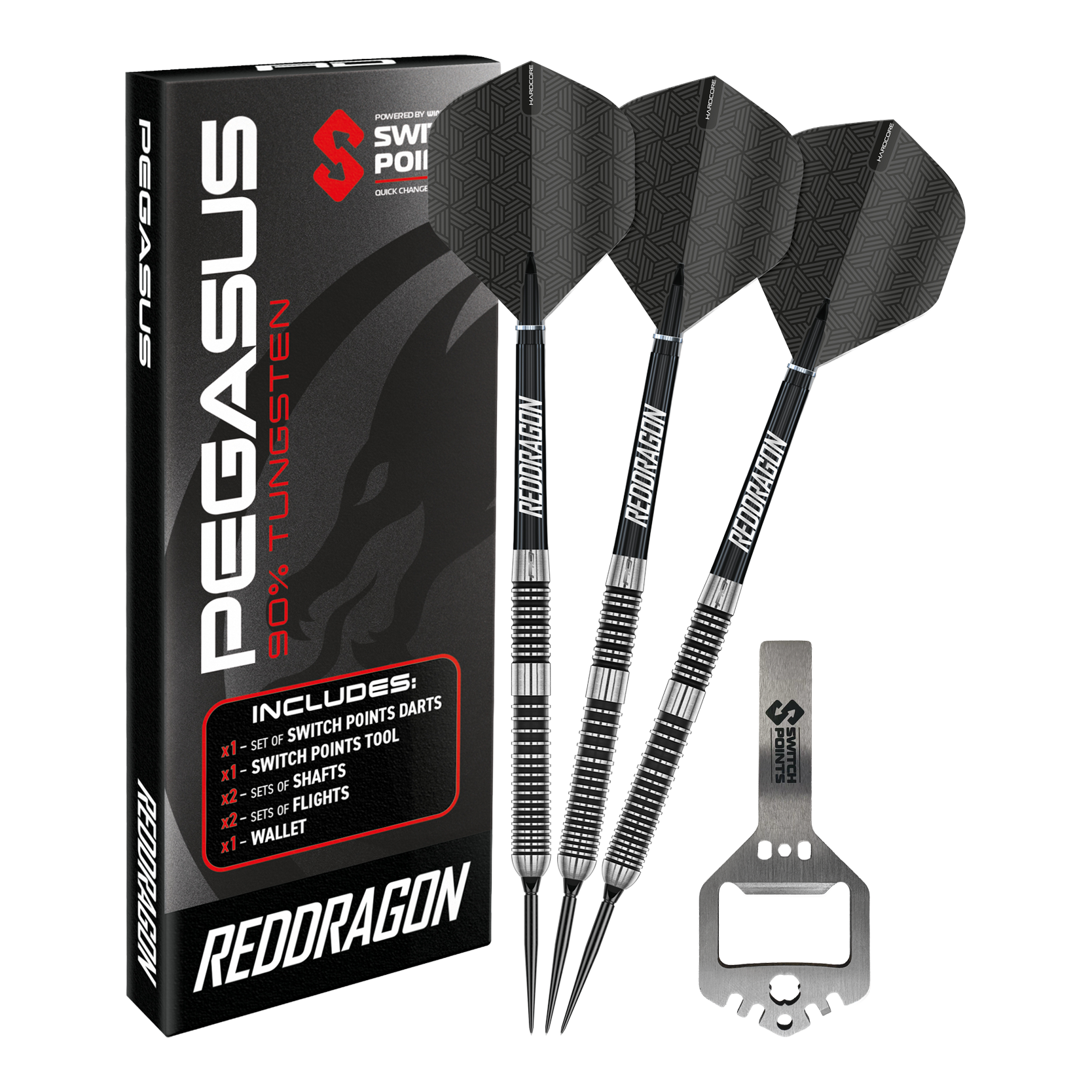 Rzutki stalowe Red Dragon Pegasus Switch Point Abgebildet sind Red Dragon Pegasus Switch Point Steeldarts. Diese Darts sind robust und für verschiedene Spielniveaus geeignet.