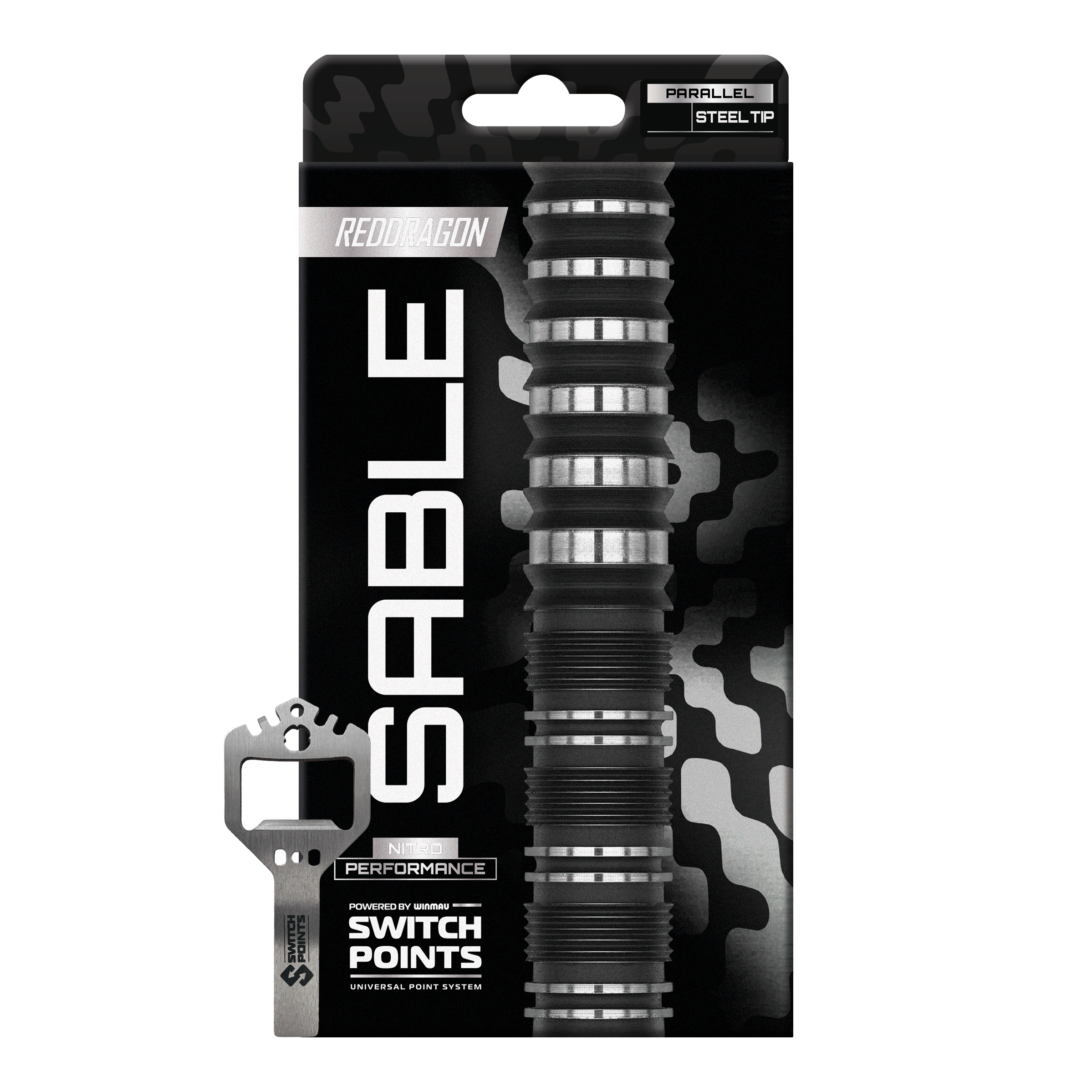 Rzutki stalowe Red Dragon Sable Parallel Switch Point Abgebildet ist ein Satz Red Dragon Sable Parallel Switch Point Steeldarts. Die Darts sind präzise ausbalanciert und ideal für Dartspieler geeignet.