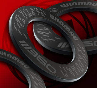 Das Bild zeigt ein Winmau Blade360 Surround. Es handelt sich um einen Schutzring für eine Dartscheibe.