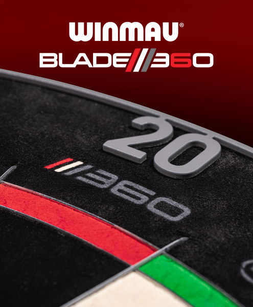 Das Bild trägt den Dateinamen 2025-11_5M_Winmau_Blade360_B. Es stellt vermutlich ein Produkt aus dem Dartsport dar.