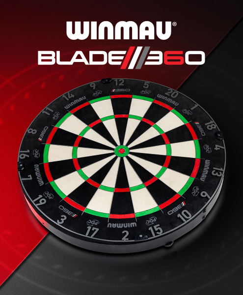 Zu sehen ist ein Produktbild mit dem Dateinamen 2025-11_5M_Winmau_Blade360_A. Es zeigt möglicherweise eine Dartscheibe oder dartbezogenes Zubehör.