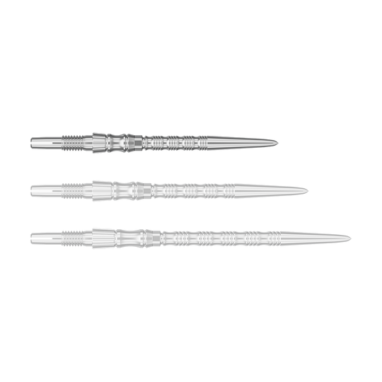 Stalowe groty do lotek Target Signature Swiss Point TRB - srebrne Abgebildet ist eine einzelne silberfarbene Dartspitze mit einer Länge von 30 mm. Das Produkt scheint aus der Serie 'Target SwissPoint Signature TRB' zu stammen.