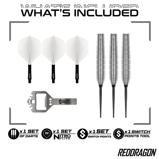 Rzutki stalowe Red Dragon Luke Humphries TX1 Pioneer Switch Point Zu sehen sind die Red Dragon Luke Humphries TX1 Pioneer Switch Point Steeldarts. Das Produkt eignet sich für professionelle Dartspieler.