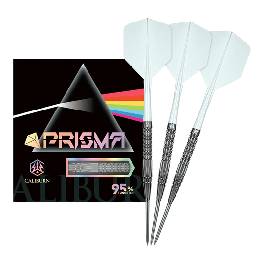 Stalowe lotki Caliburn Prisma P2 - 20,5 g Auf dem Bild sieht man die Caliburn Prisma P2 Steeldarts, 20,5g. Diese Steeldarts bieten ein modernes Design für Turnierspieler.