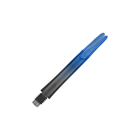Dwukolorowe wałki L-L-Style-Shaft Locked Straight Natural9 - niebieskie Das Bild zeigt einen zweifarbigen Dart-Schaft in Schwarz und Blau. Der Schaft hat ein gerades Design und ist ohne Kappen abgebildet.