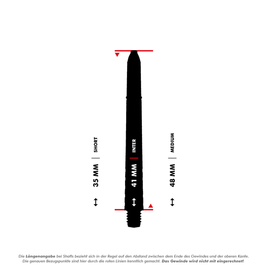 7020_Winmau_Prism_Force_Shafts_5_41mmC3Gn74cMPPWUj Das Bild zeigt einen Dart-Schaft mit Längenangaben in Millimetern. Die Zwischengrößen "Short" (35 mm), "Inter" (41 mm) und "Medium" (48 mm) sind markiert.