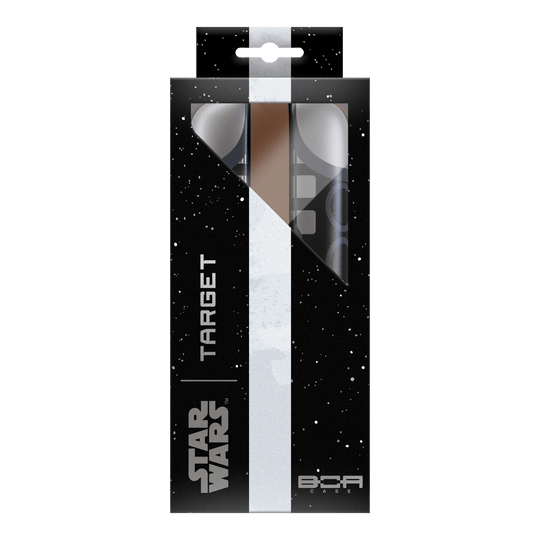 Dieses Bild präsentiert das Target Star Wars Boa Dartcase - Mandalorian. Das Dartcase ist im Stil der Mandalorian-Serie gestaltet.