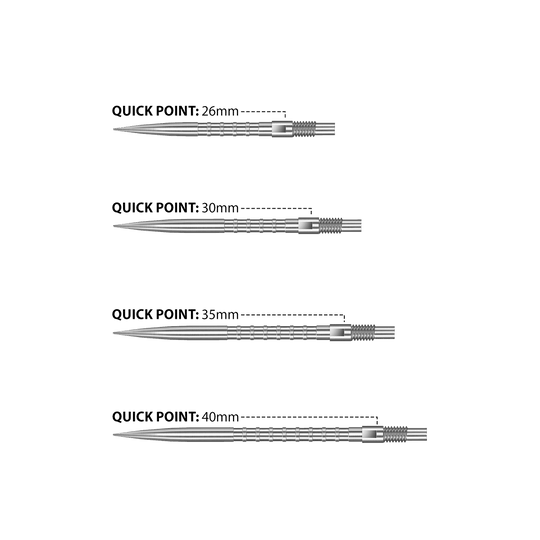 Końcówki do lotek Harrows Quick Point Heavy Metal – srebrne Das Bild zeigt Harrows Quick Point Heavy Metal Dartspitzen in Silber. Diese Dartspitzen bieten eine gute Griffigkeit und Langlebigkeit.